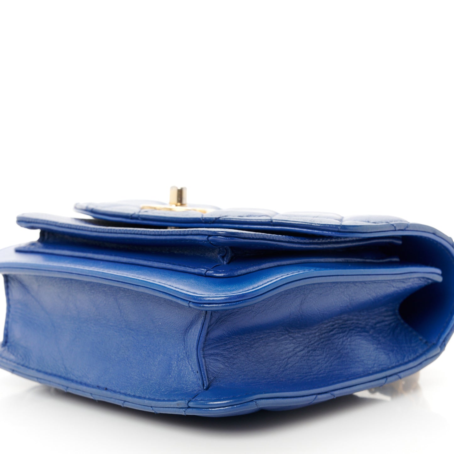 Calfskin Caviar Quilted Mini Chain Handle Flap Blue