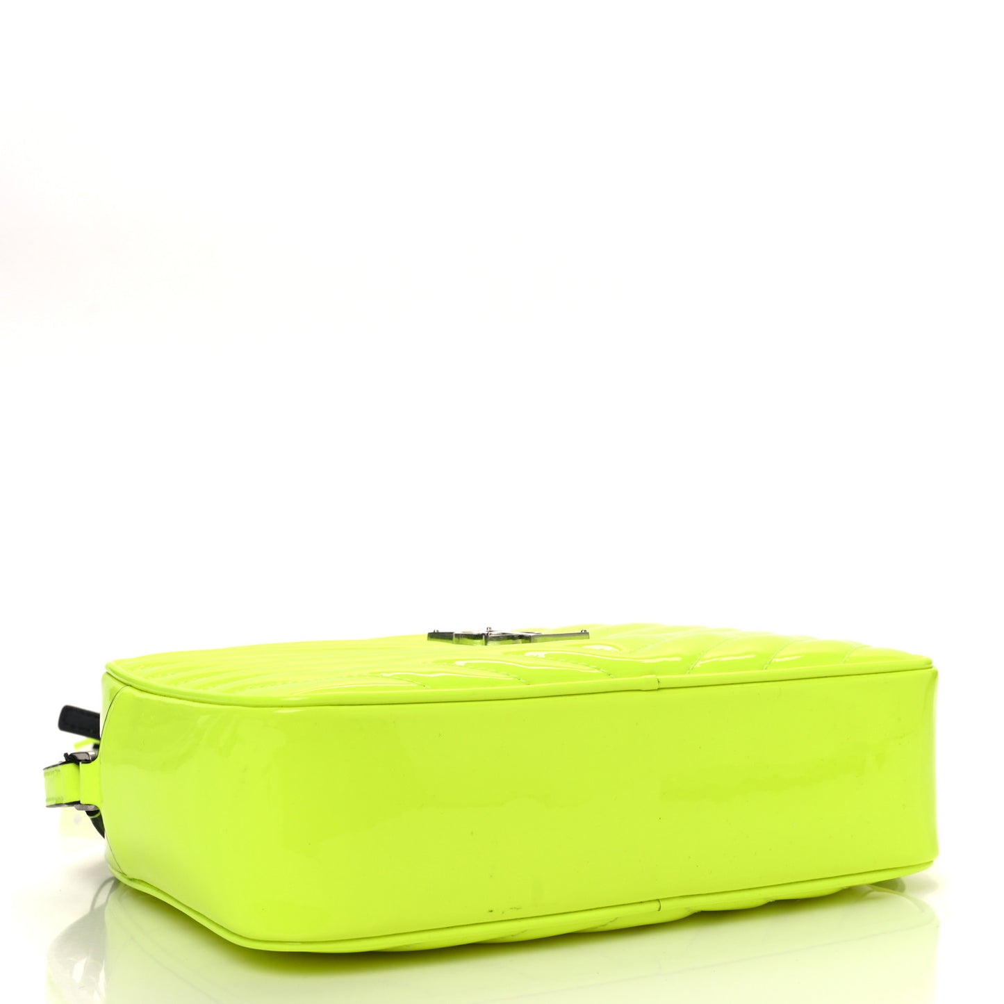Patent Calfskin Matelasse Monogram Lou Camera Bag Neon Yellow