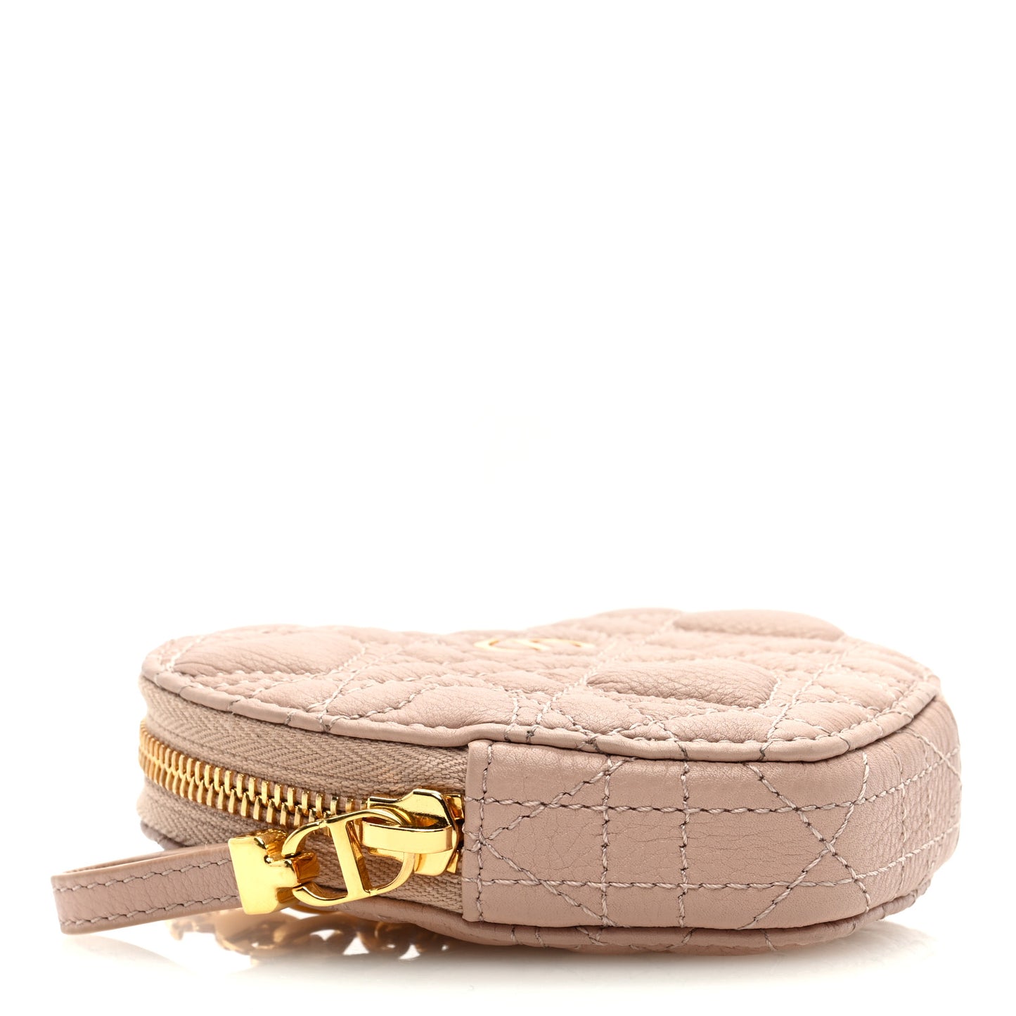 Calfskin Cannage Dioramour Caro Heart Pouch With Chain Latte