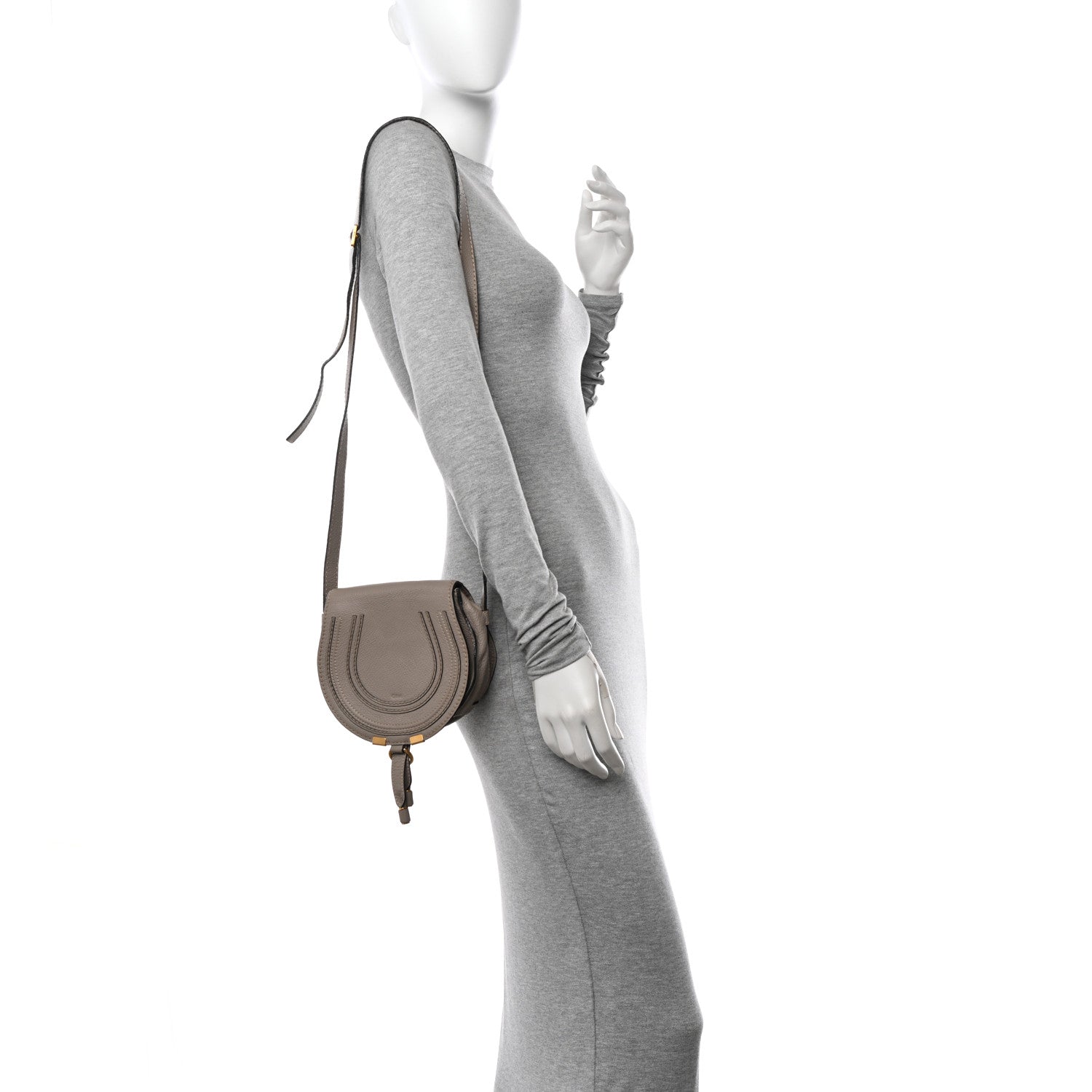 Chloe Calfskin Mini Marcie Round Crossbody Bag Pastel Grey 2 of 14