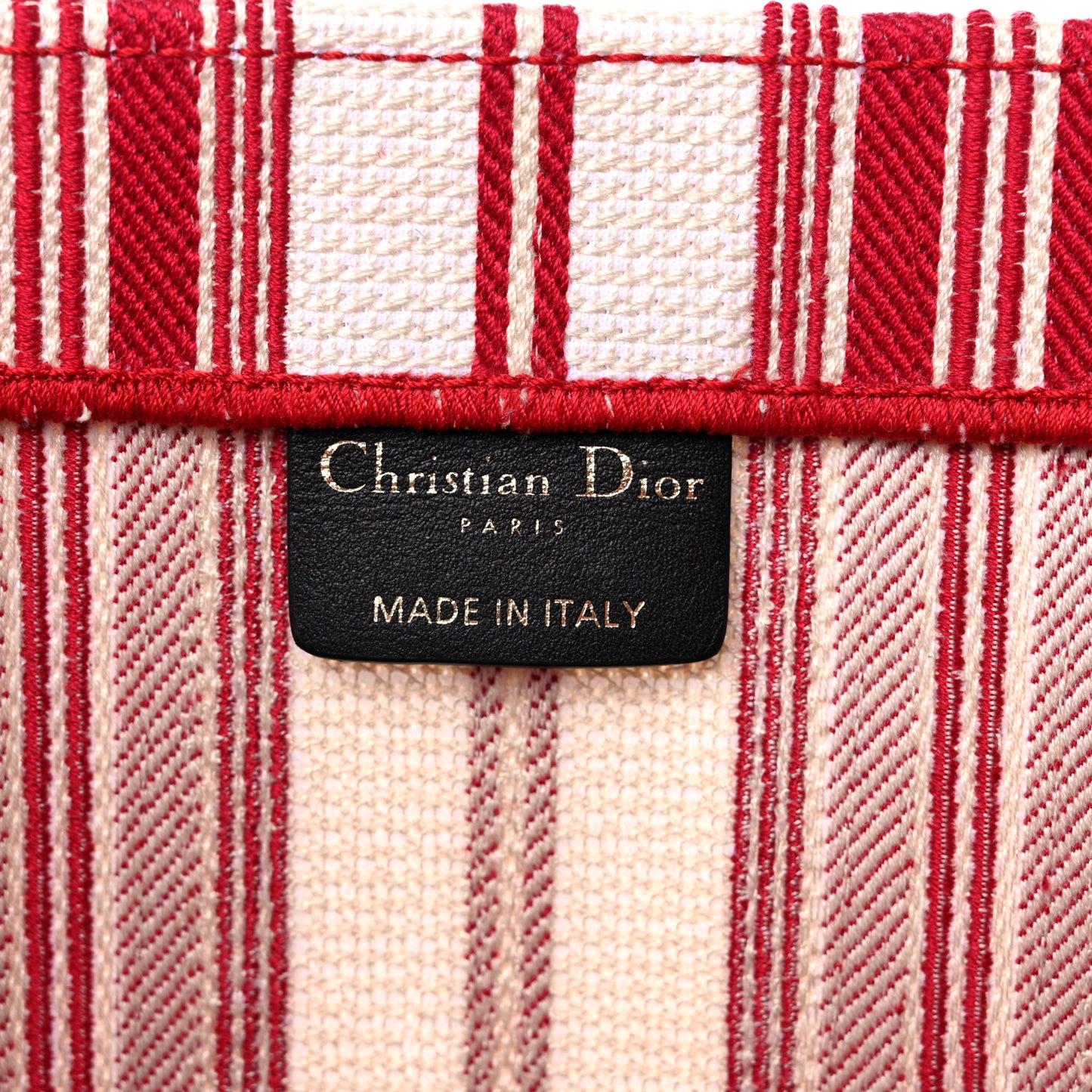 Canvas Embroidered Mykonos Large Striped Book Tote Red