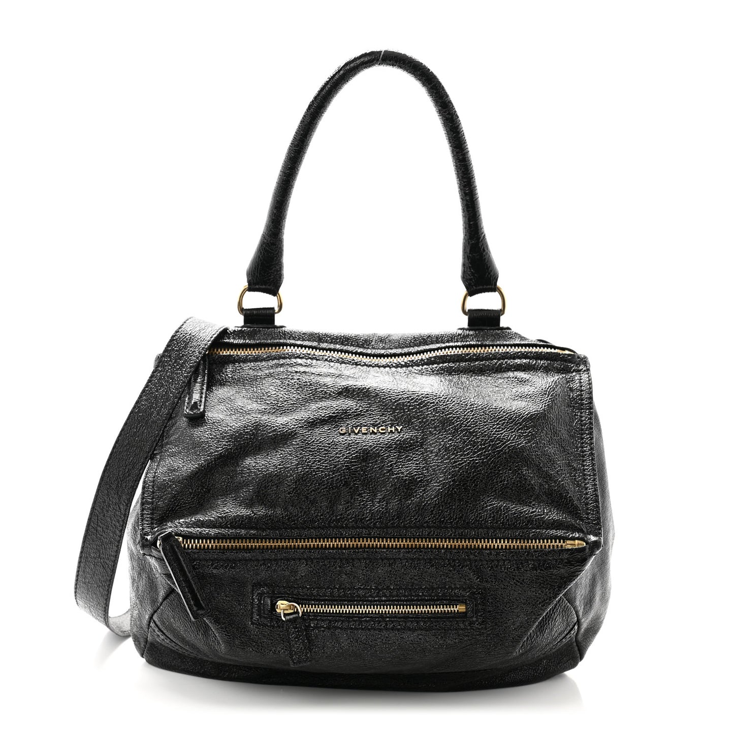 Crinkled Patent Medium Pandora Black
