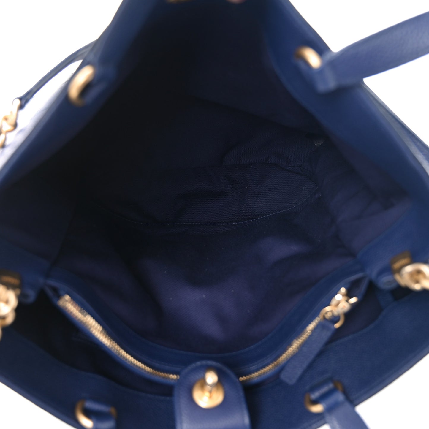 Caviar Stitched Large Shopping Tote Bag Blue