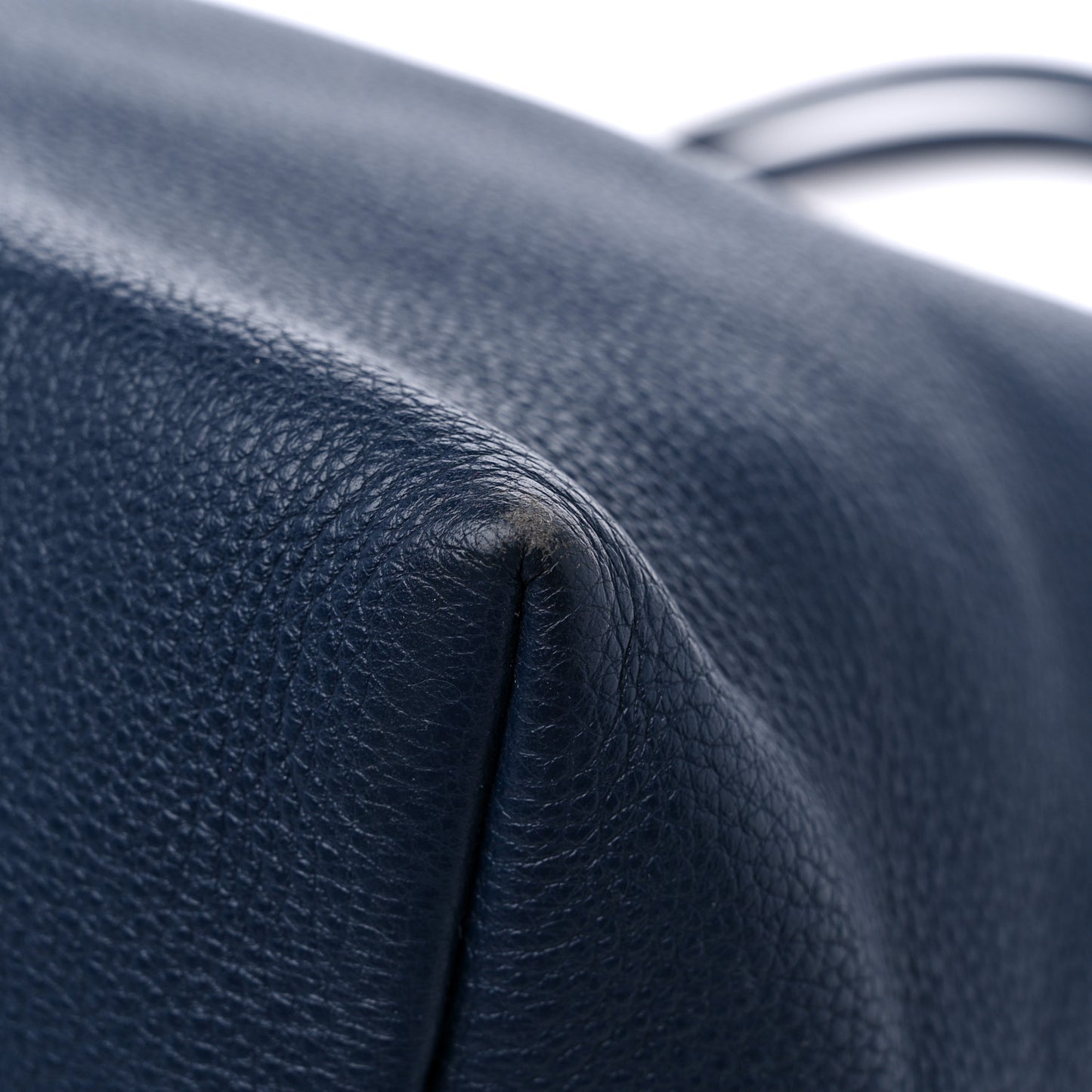 Vitello Daino Zip Shopping Tote Navy Blue