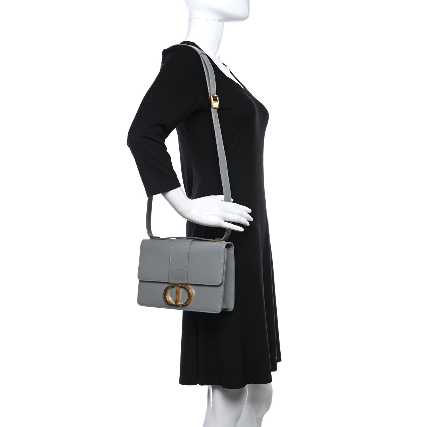 Christian Dior Smooth Calfskin 30 Montaigne Flap Bag Gray 2 of 9