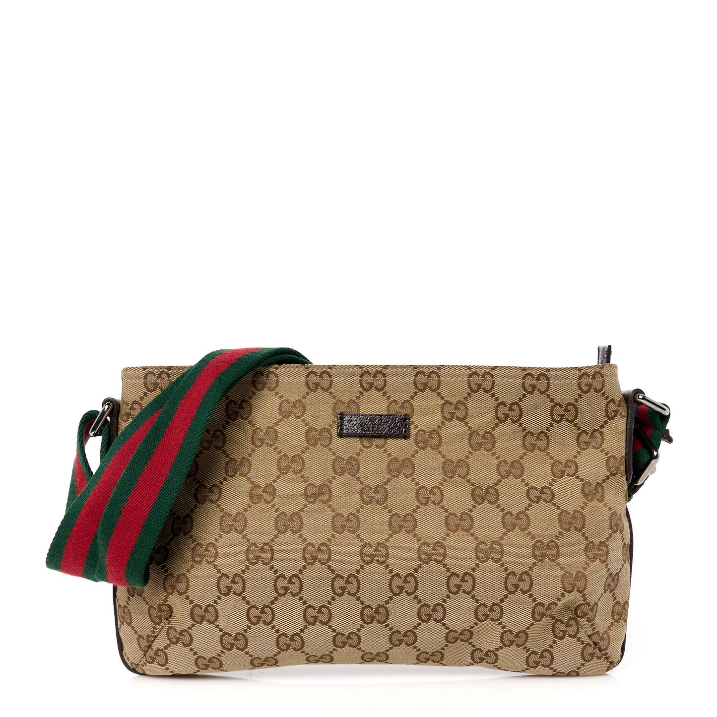 Monogram Web Small Flat Messenger Crossbody Dark Brown