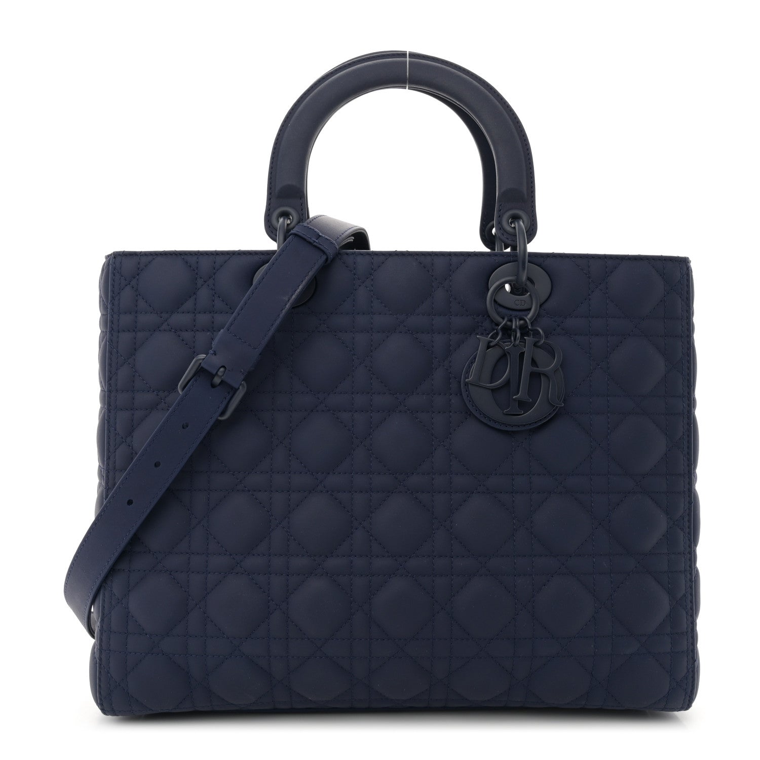Christian Dior Ultra Matte Calfskin Cannage Large Lady Dior Blue