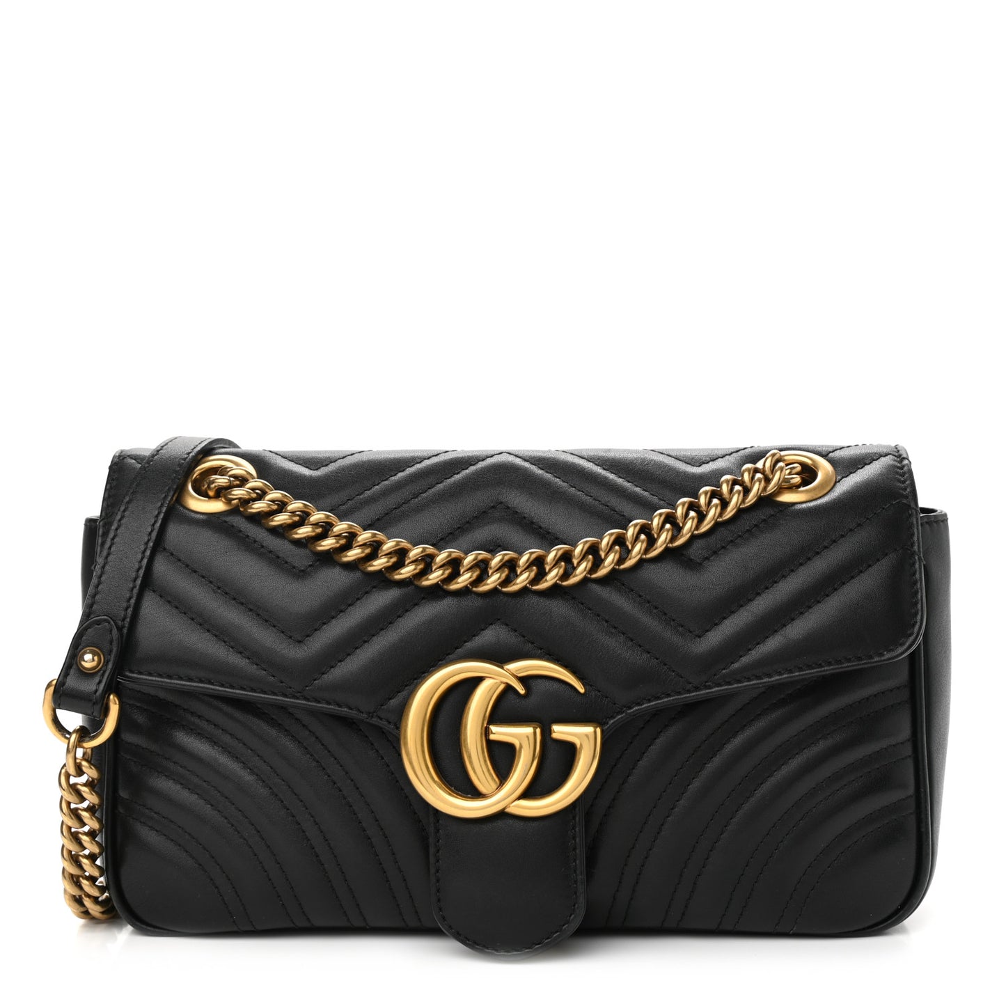 Calfskin Matelasse Small GG Marmont Shoulder Bag Black