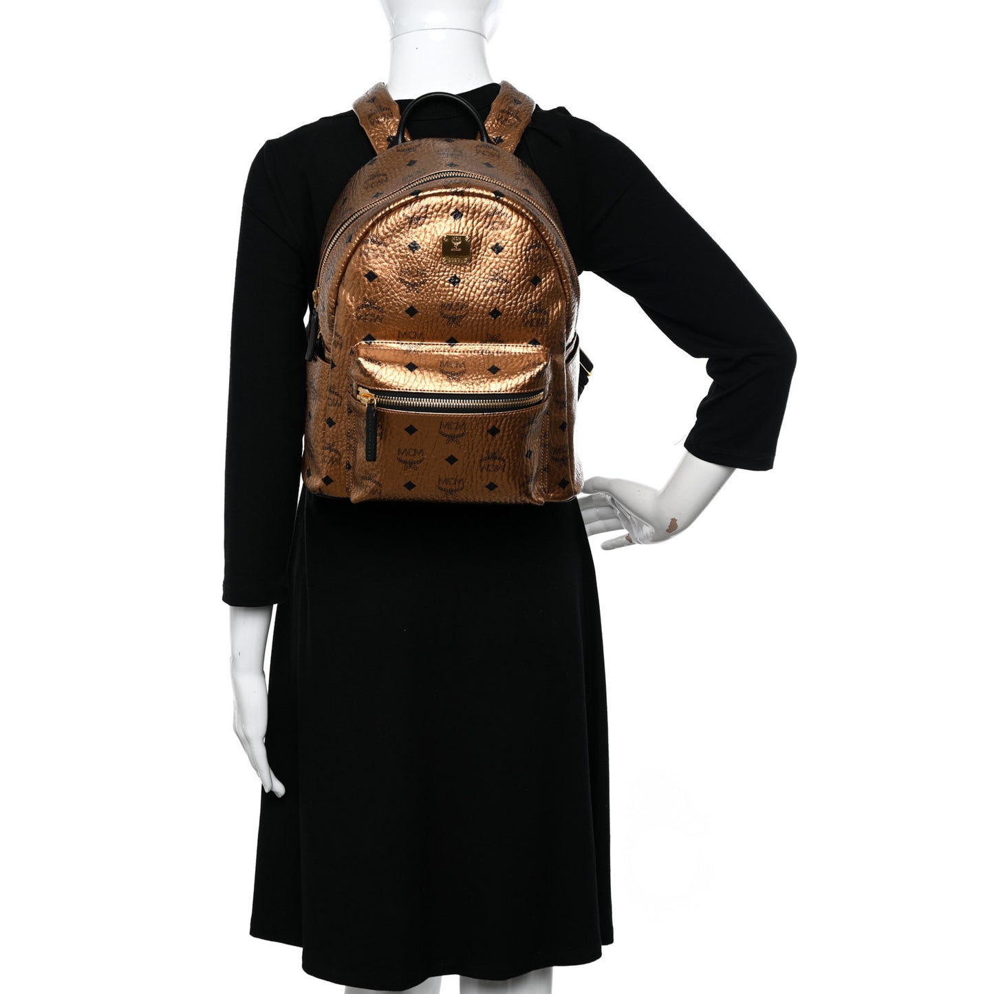 Metallic Visetos Small Stark Backpack Gold