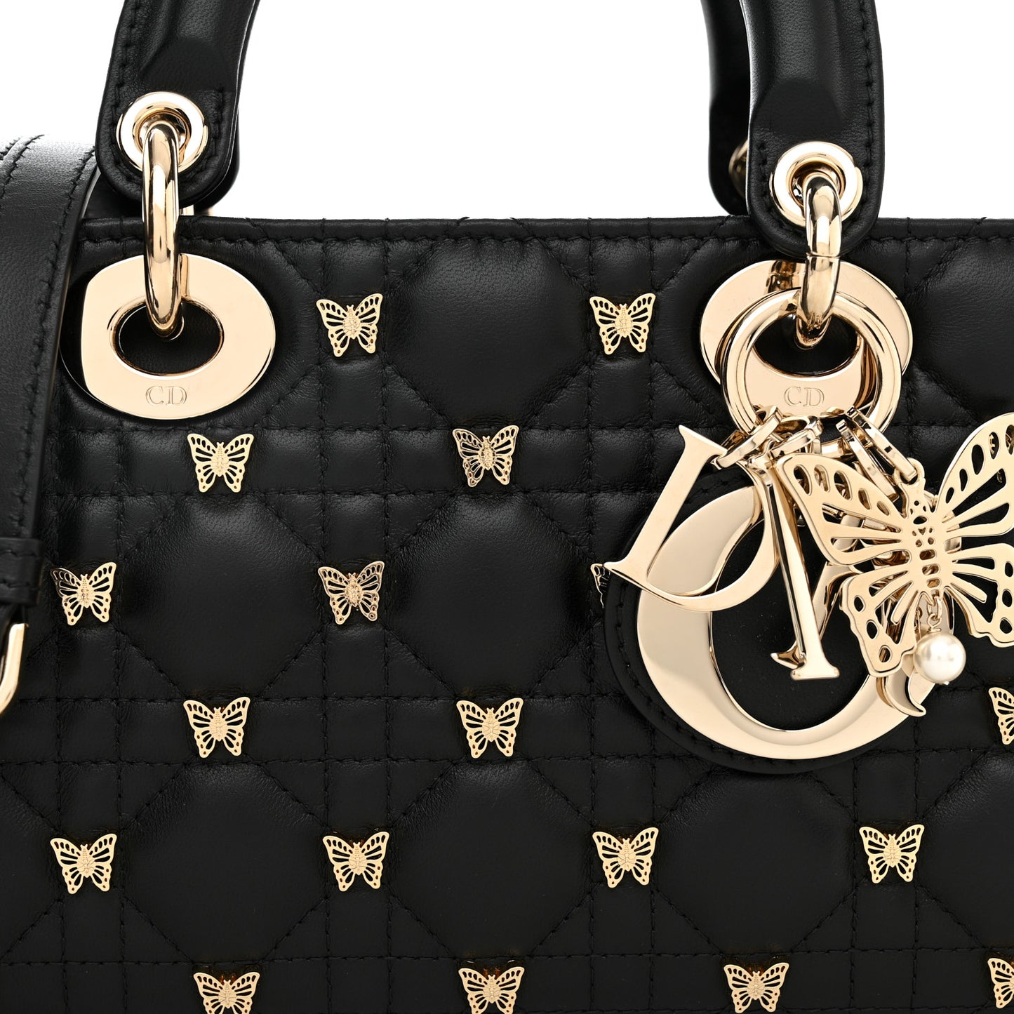 Lambskin Butterfly Cannage Lady D-Joy Black