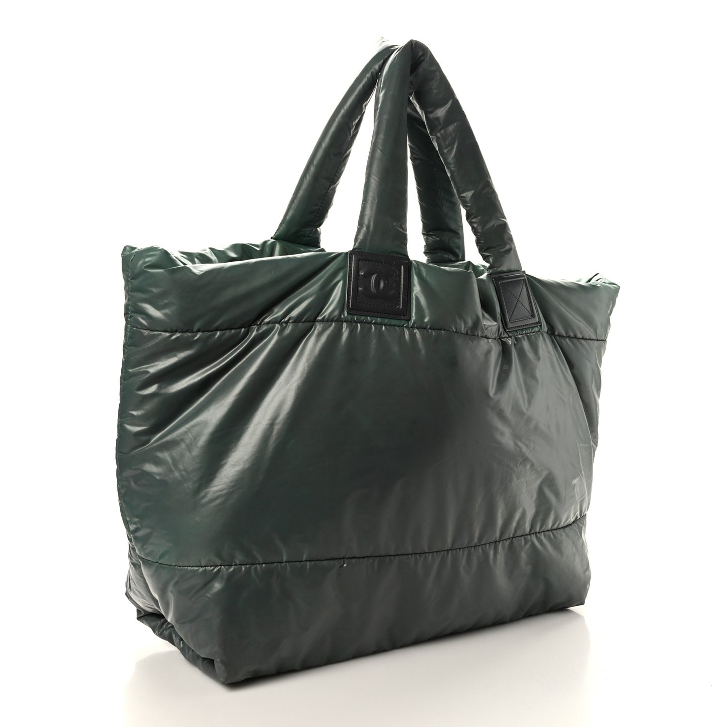 Nylon Quilted Medium Coco Cocoon Reversible Tote Green