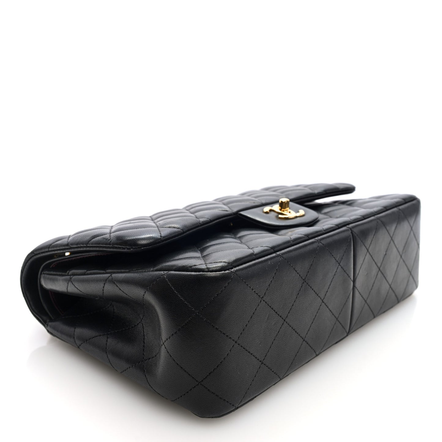 Lambskin Quilted Jumbo Double Flap Black