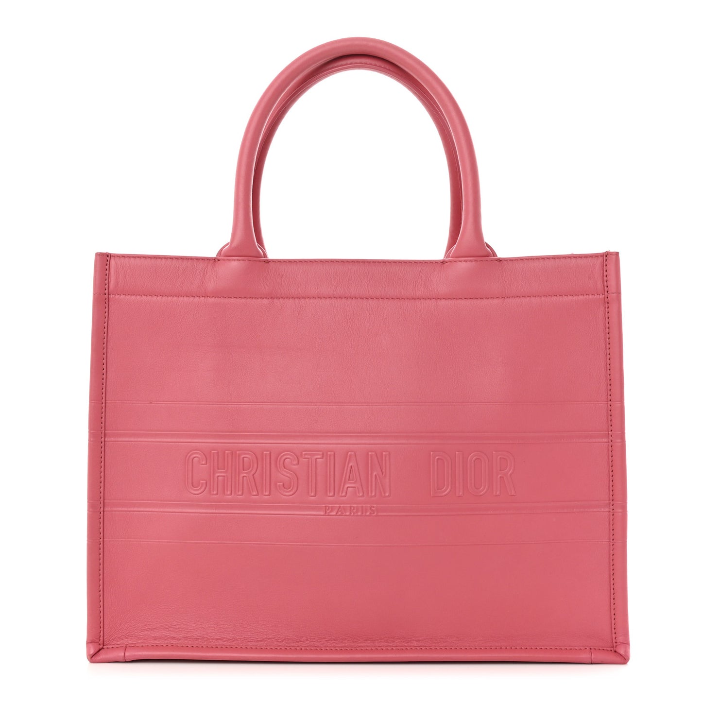 Calfskin Embossed Medium Book Tote Pink
