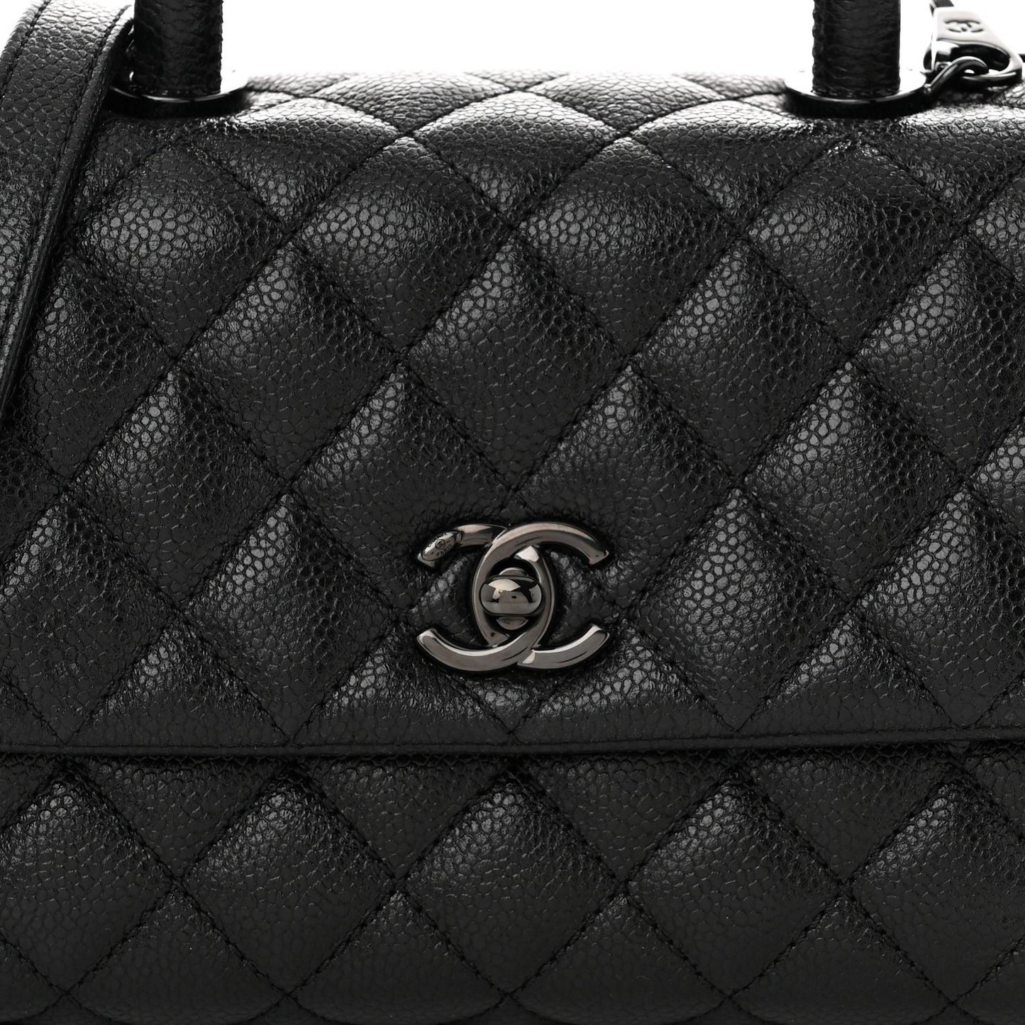 Caviar Quilted Mini Coco Handle Flap So Black