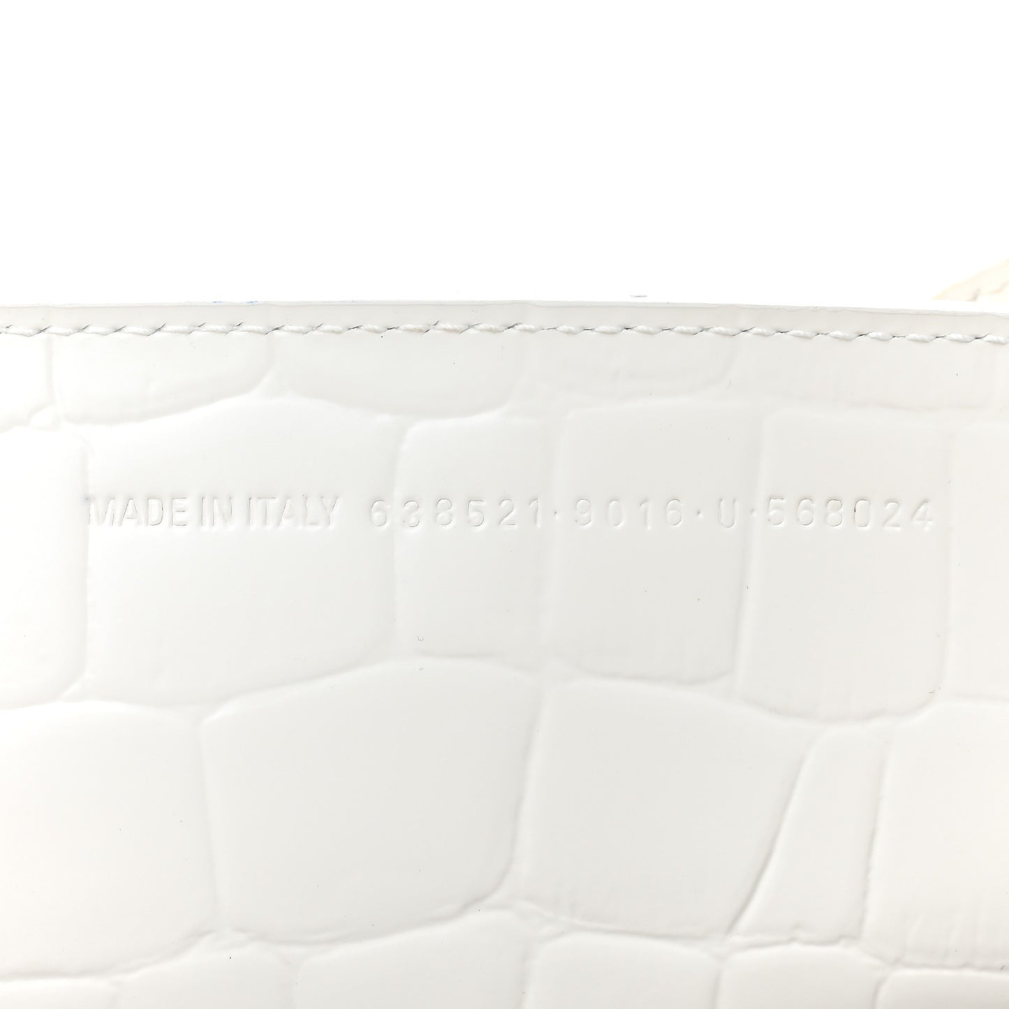 Semi Shiny Calfskin Crocodile Embossed Neo Classic Silver Hardware S City White