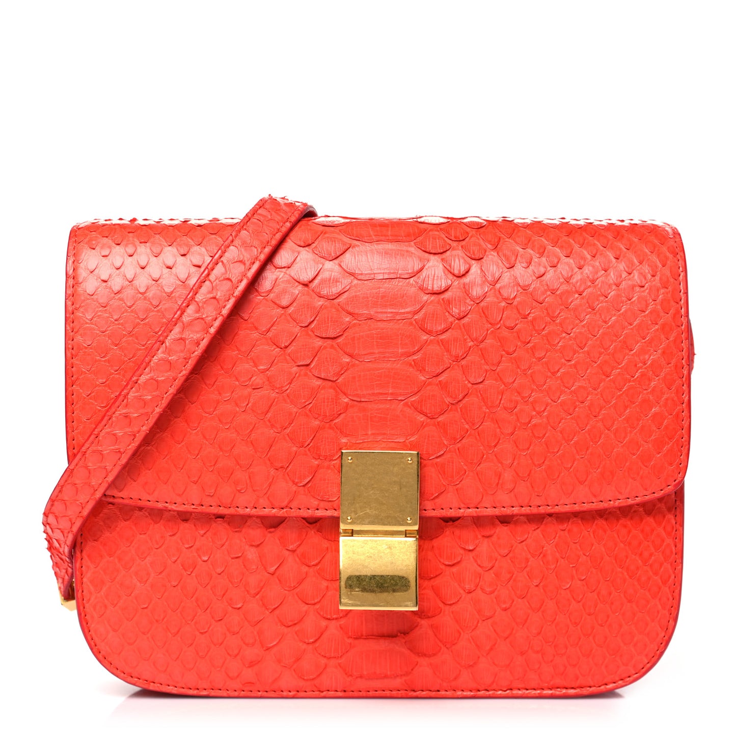 Snakeskin Medium Classic Box Flap Orange