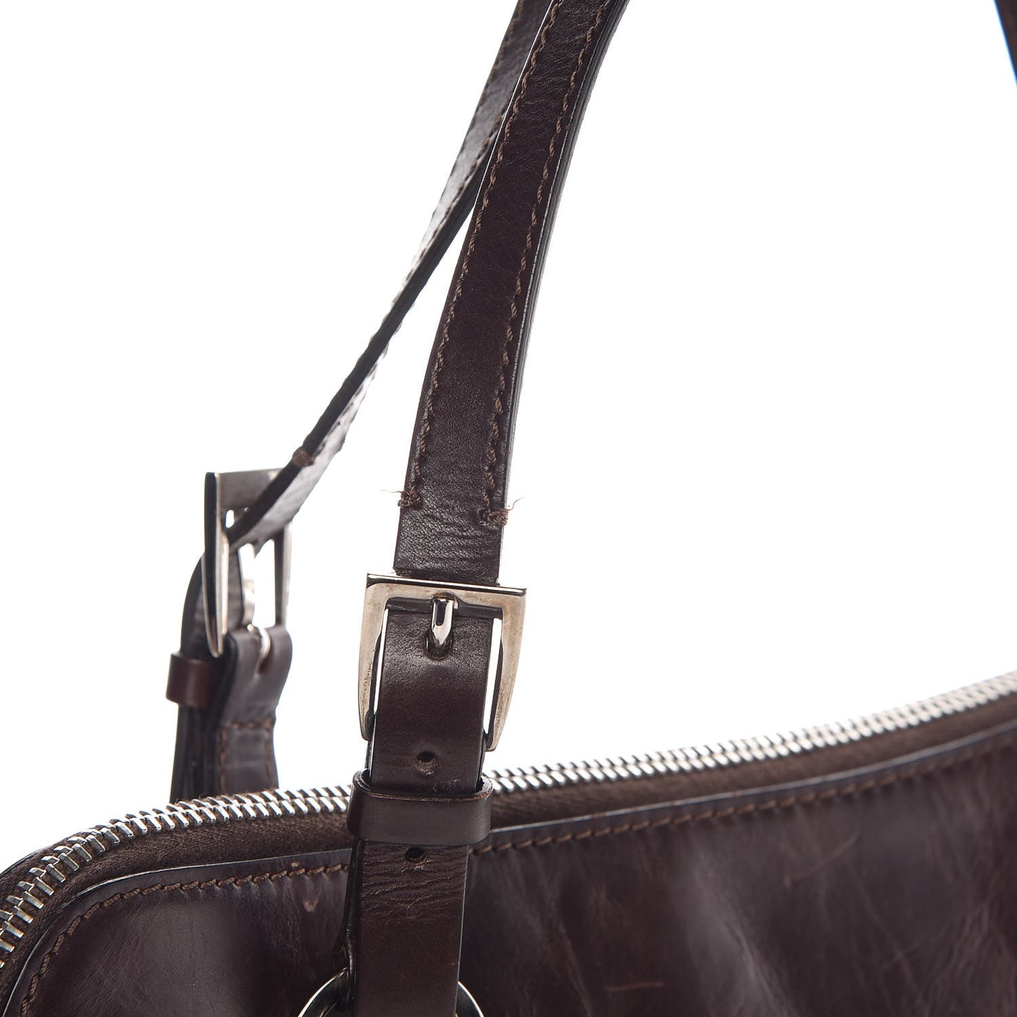 Calfskin Hardcore Pierced Shoulder Bag Brown
