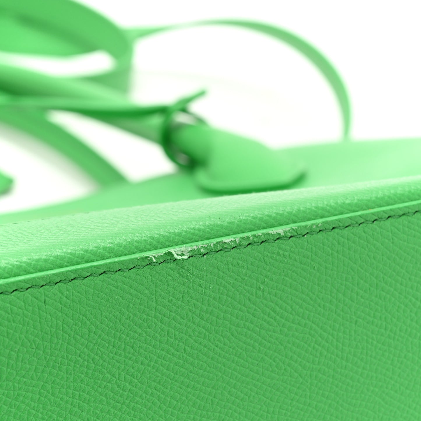 Signature Grained Calfskin Logo M Ville Top Handle Bag Green