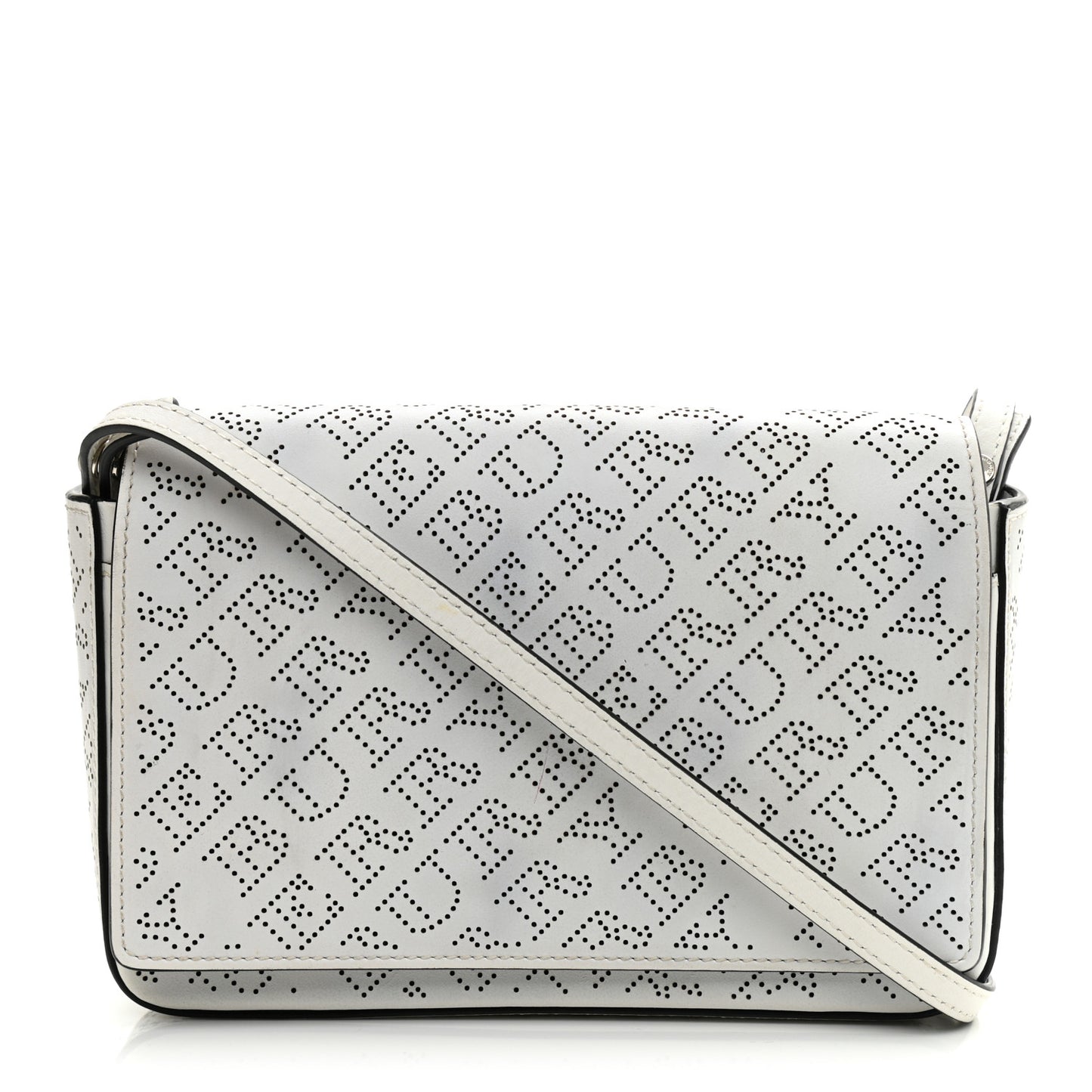 Calfskin Perforated Hampshire Crossbody Chalk White