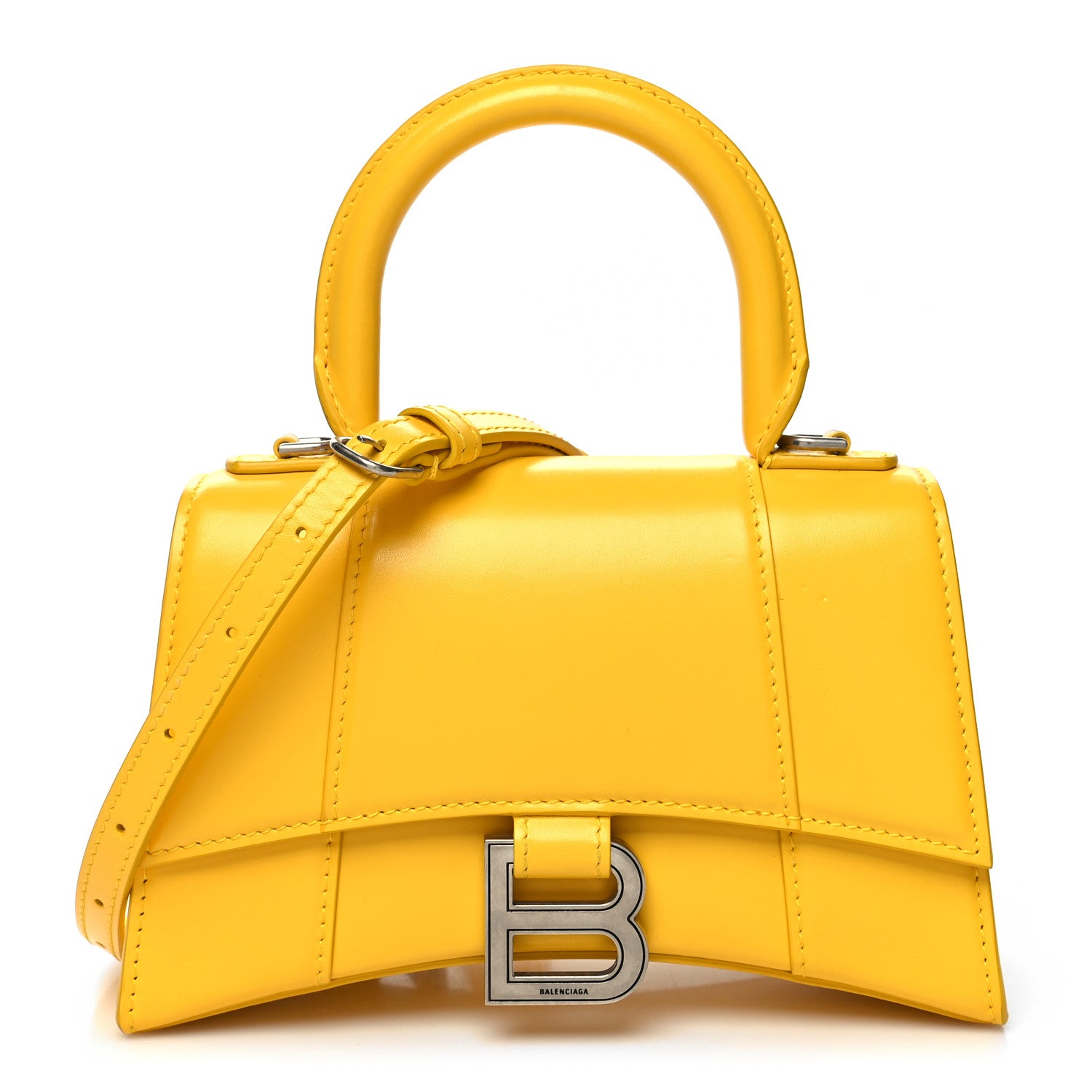 Balenciaga Shiny Box Calfskin Hourglass Top Handle Bag XS Yellow 1 of 15