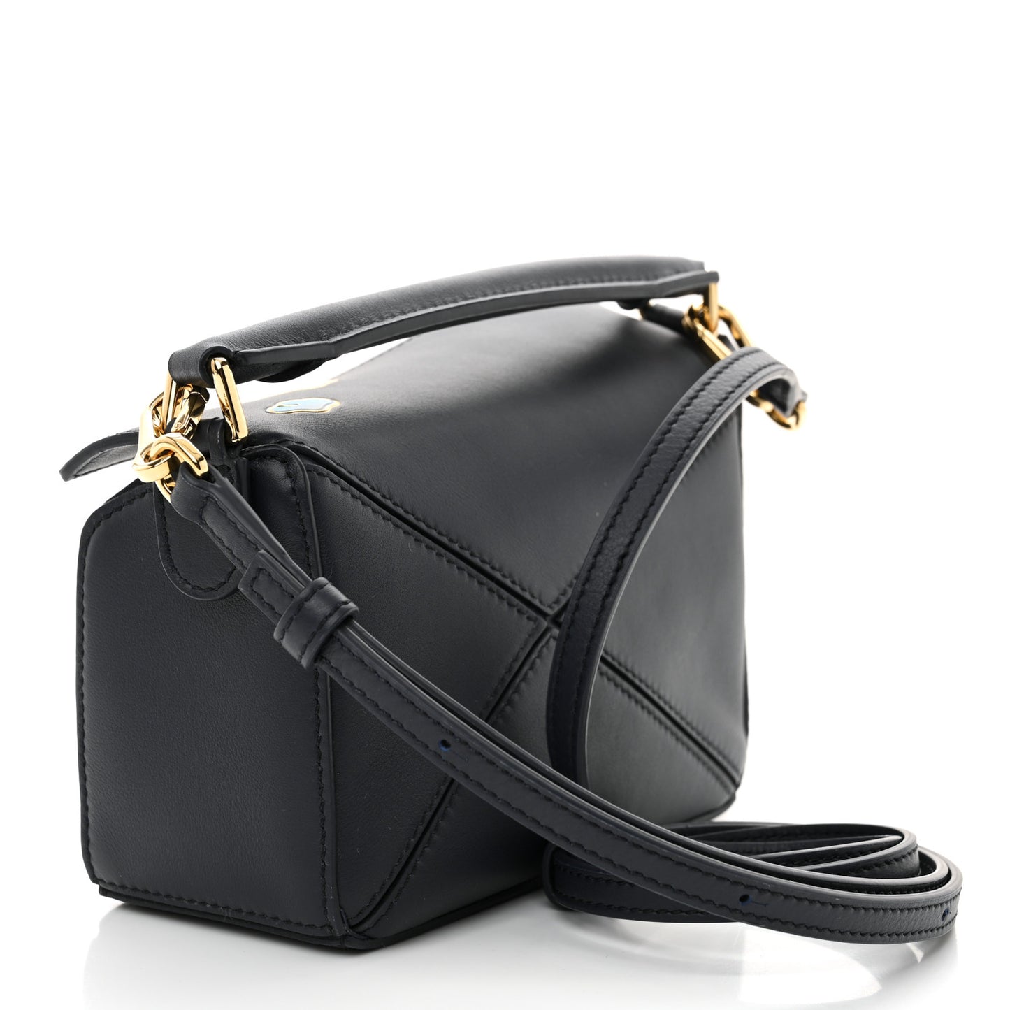 Calfskin New Year Mini Puzzle Bag Dark Ink