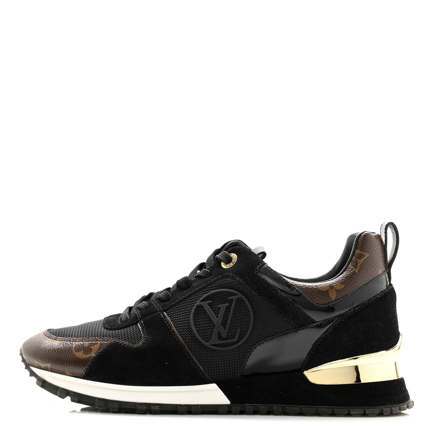 Louis Vuitton Suede Monogram Run Away Sneakers 38 Black 1 of 10