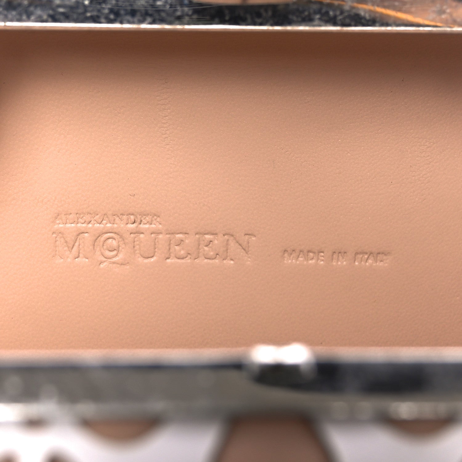 Alexander McQueen Nappa Laser-Cut Skull Box Chain Clutch Nude White 5 of 10