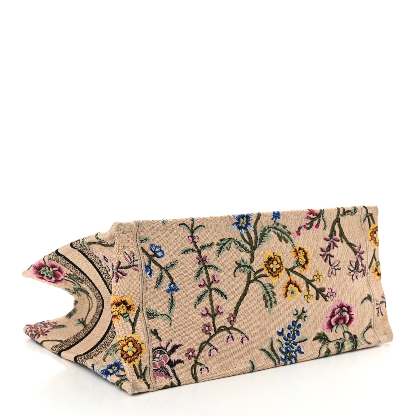 Raffia Embroidered Petites Fleurs Medium Book Tote Natural