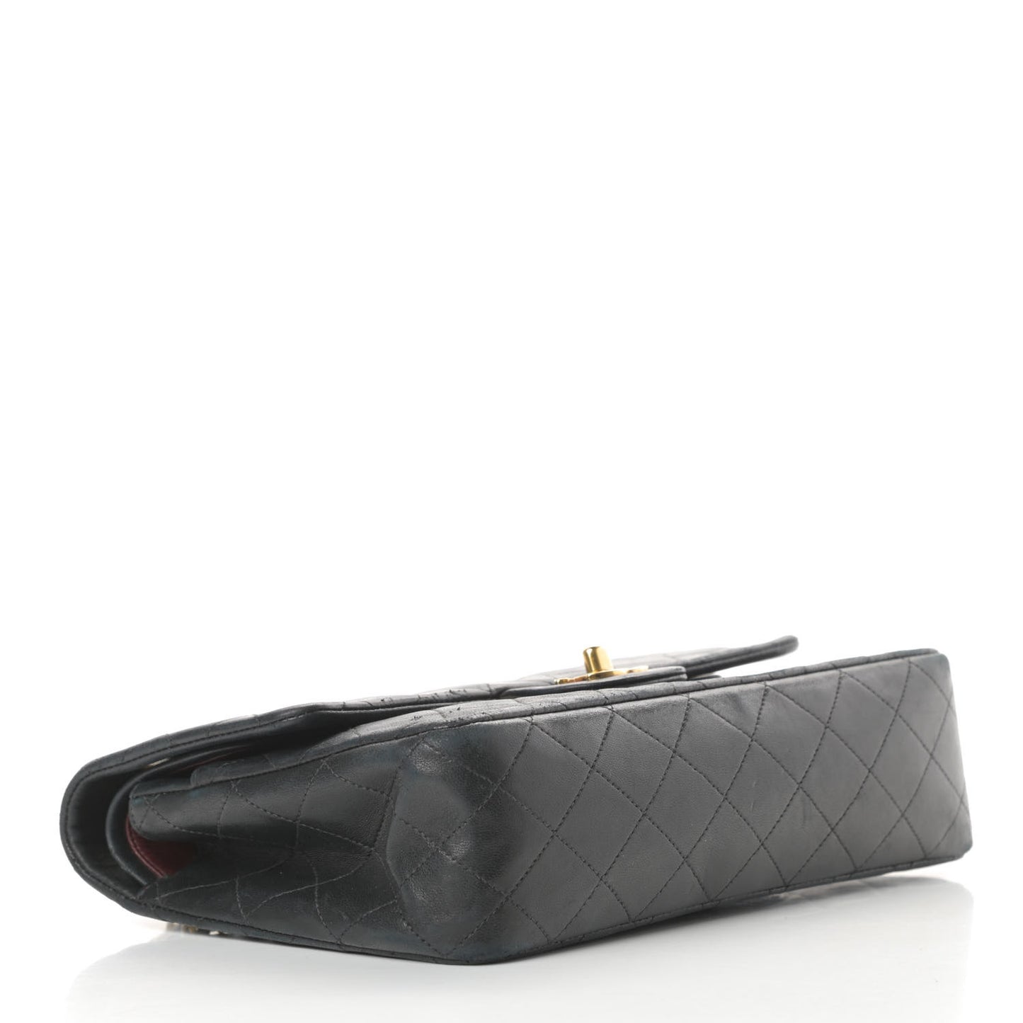 Lambskin Quilted Medium Double Flap Black
