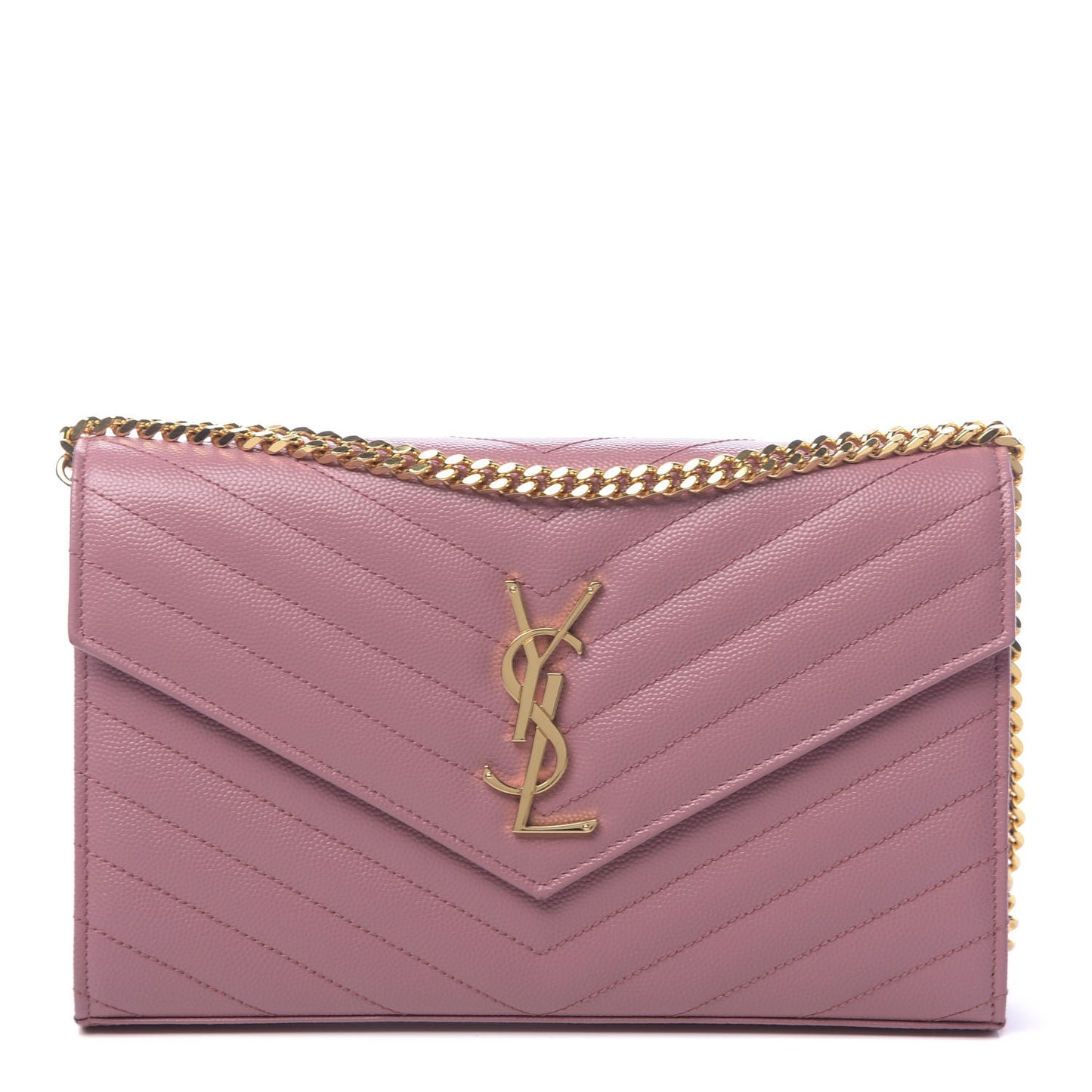 Grain De Poudre Matelasse Chevron Monogram Chain Wallet Tender Pink