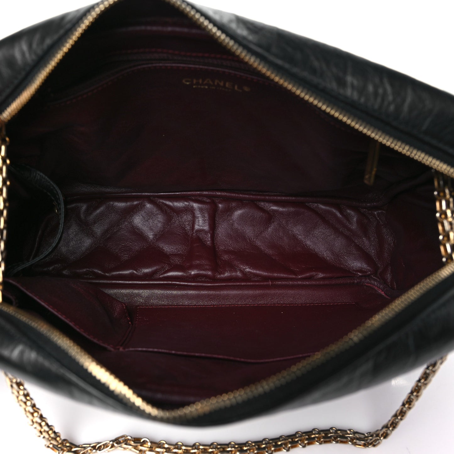 Aged Calfskin Quilted Large Reissue Camera Case Black