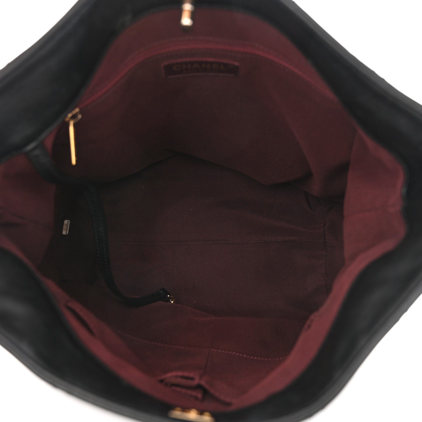 Calfskin Stitched Large Button Up Hobo Black