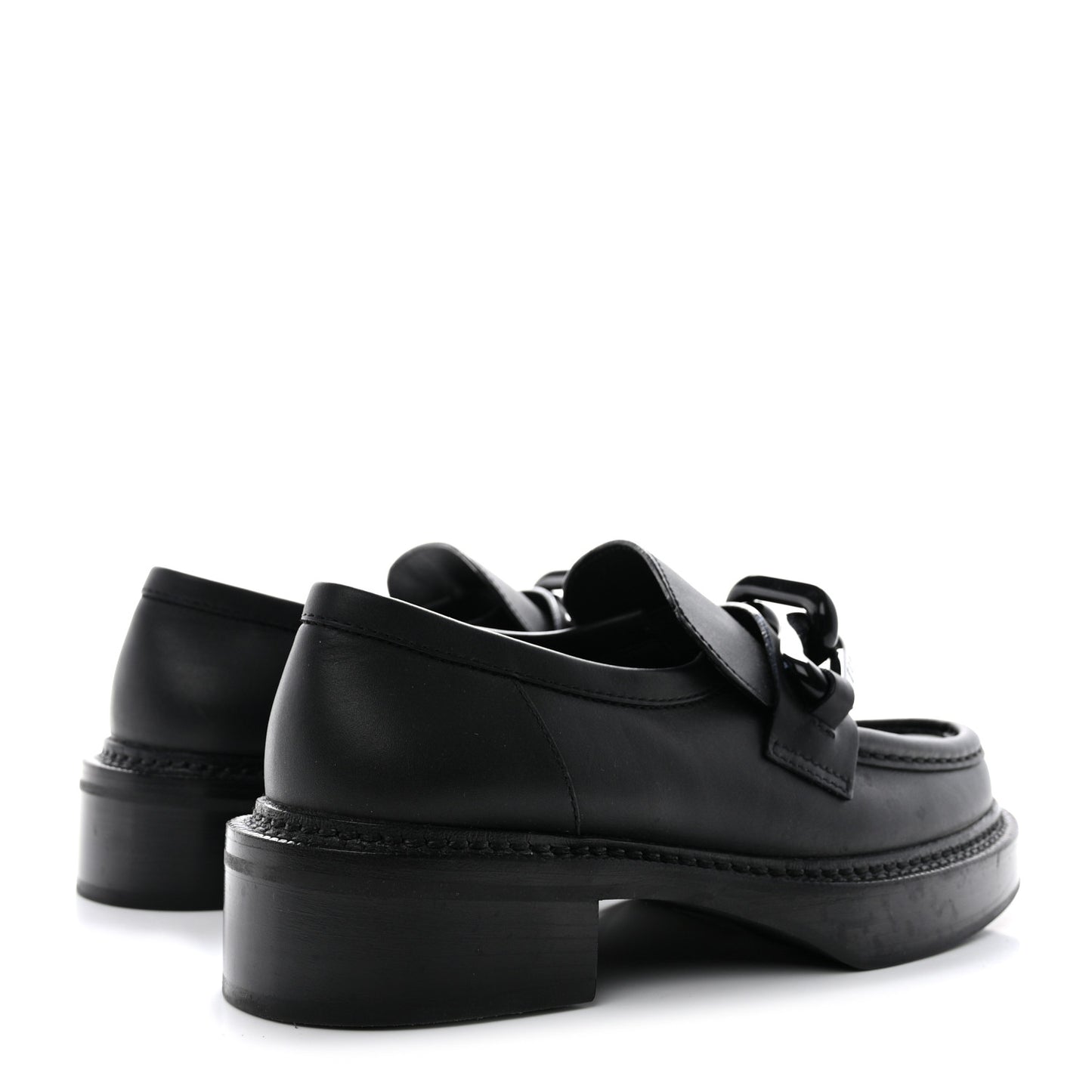 Calfskin Oversized Chain Academy Loafers 38 Black