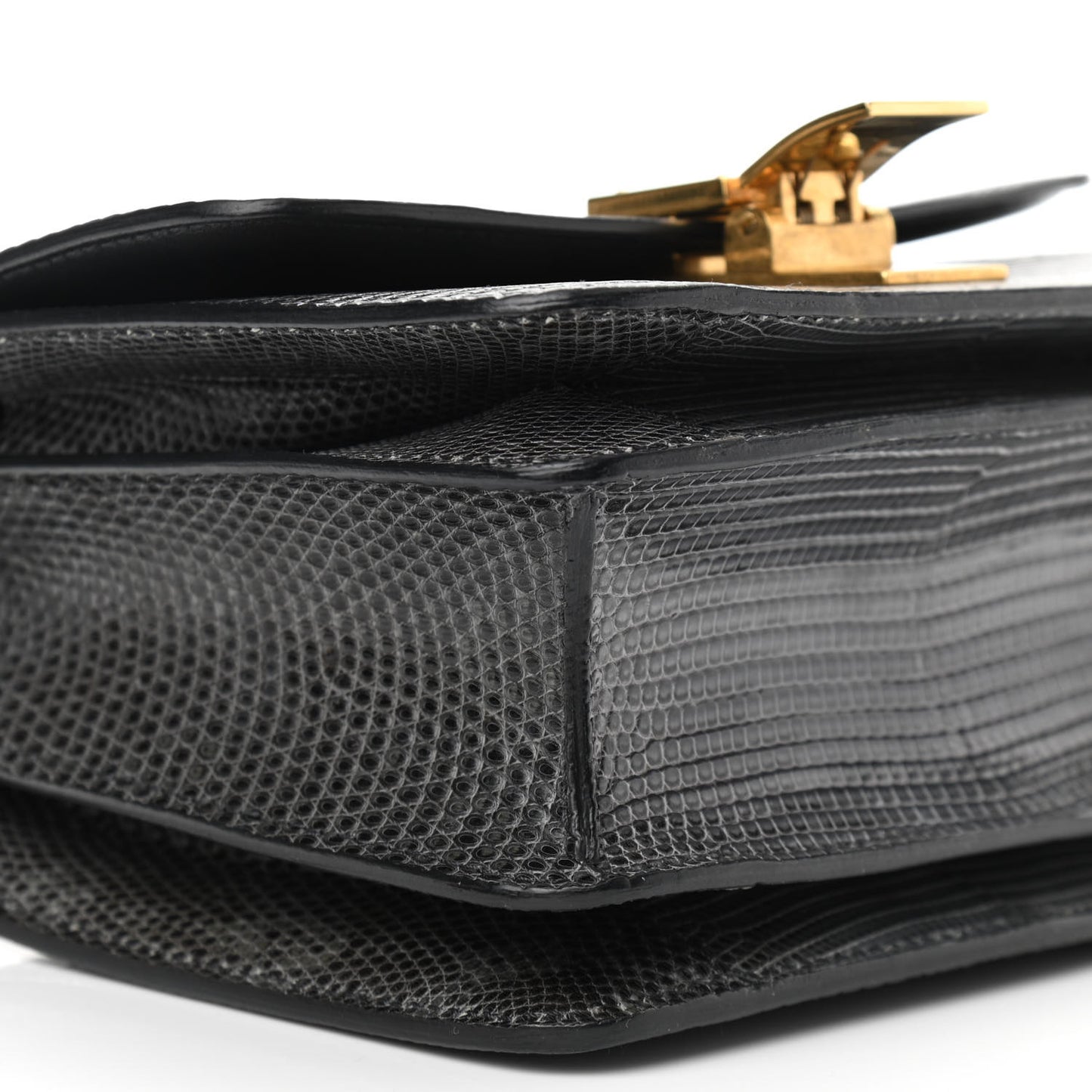 Lizard Small Classic Box Flap Bag Dark Taupe