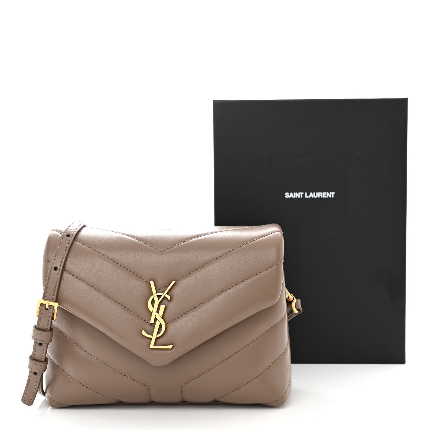 Calfskin Y Quilted Monogram Toy Loulou Crossbody Bag Taupe