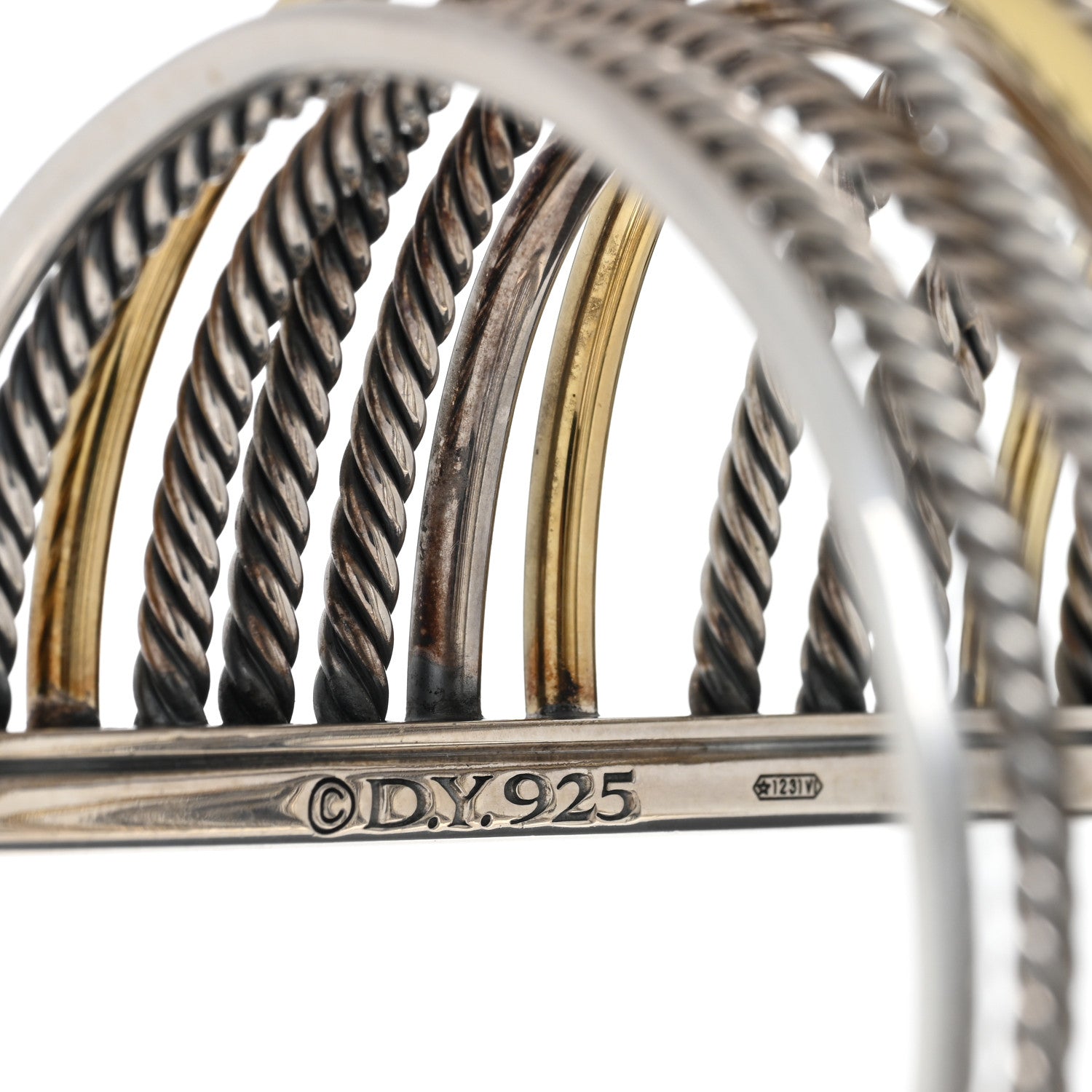 David Yurman Sterling Silver 18K Yellow Gold Extra Wide Crossover Cuff Bracelet 3 of 3