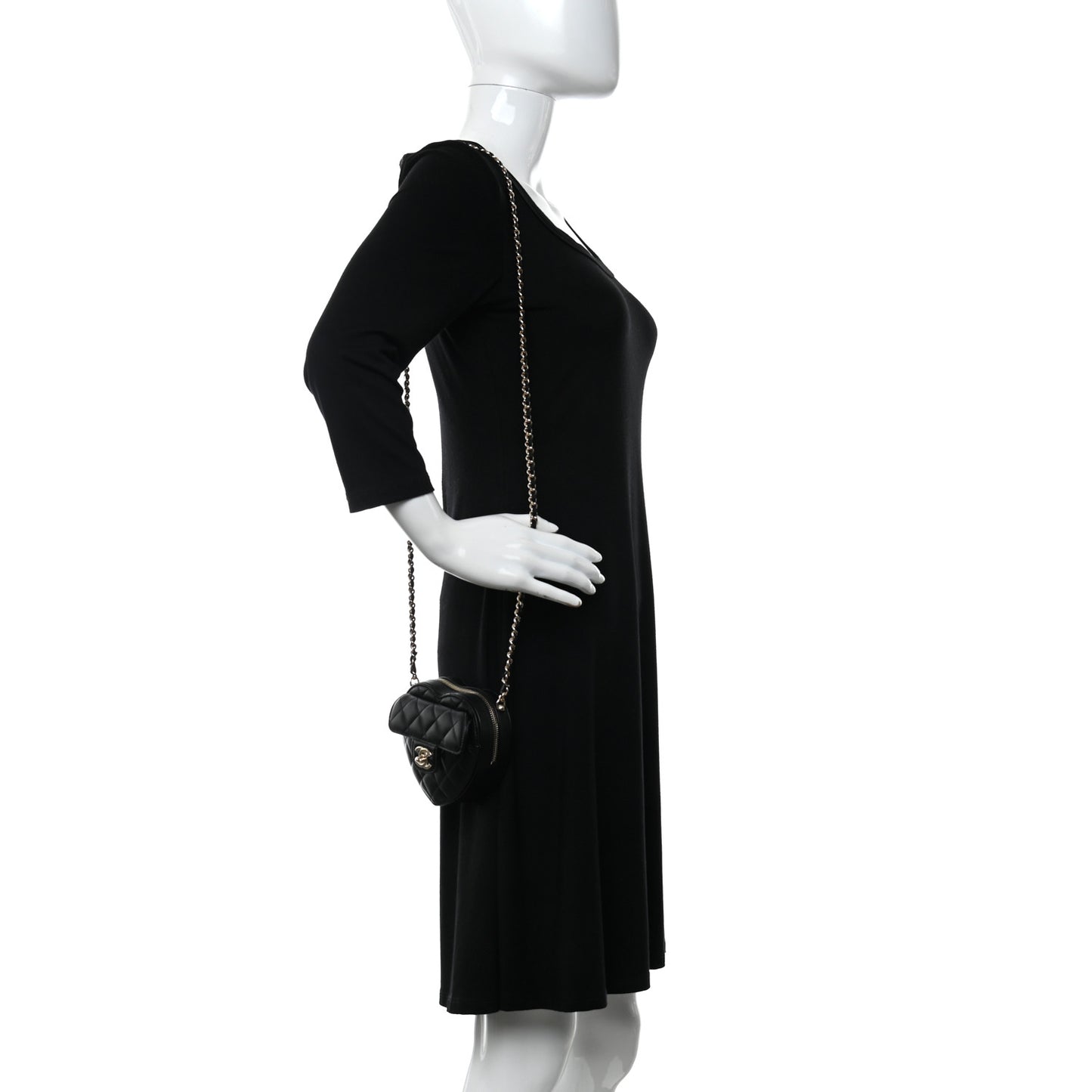 Lambskin Quilted CC In Love Heart Clutch With Chain Black