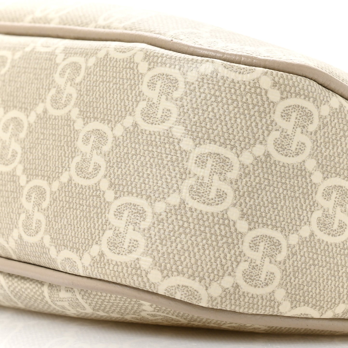 GG Supreme Monogram Textured Dollar Calfskin Web Small Ophidia GG Handbag Beige Mystic White Oatmeal