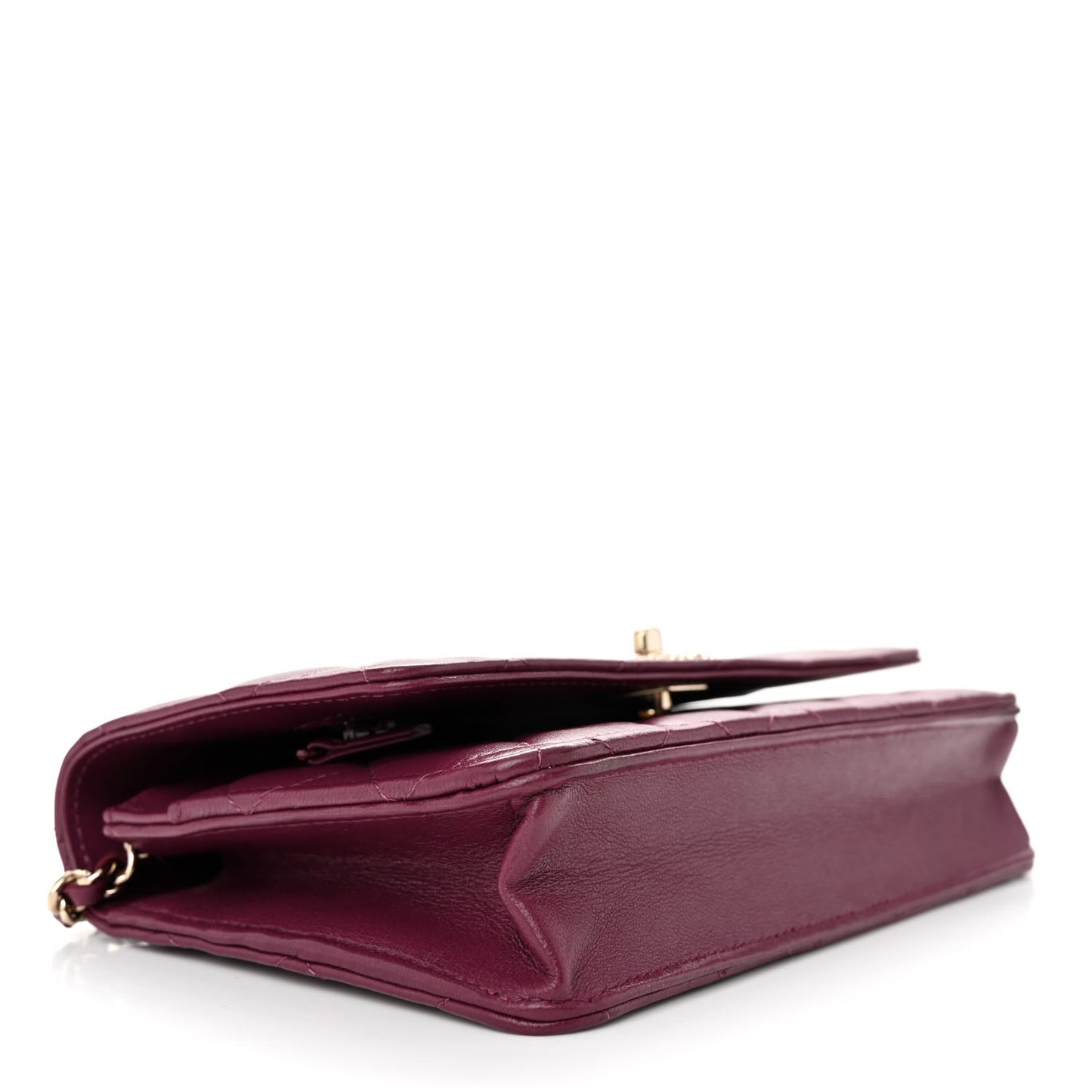 Lambskin Quilted Trendy Chain CC Wallet On Chain WOC Purple