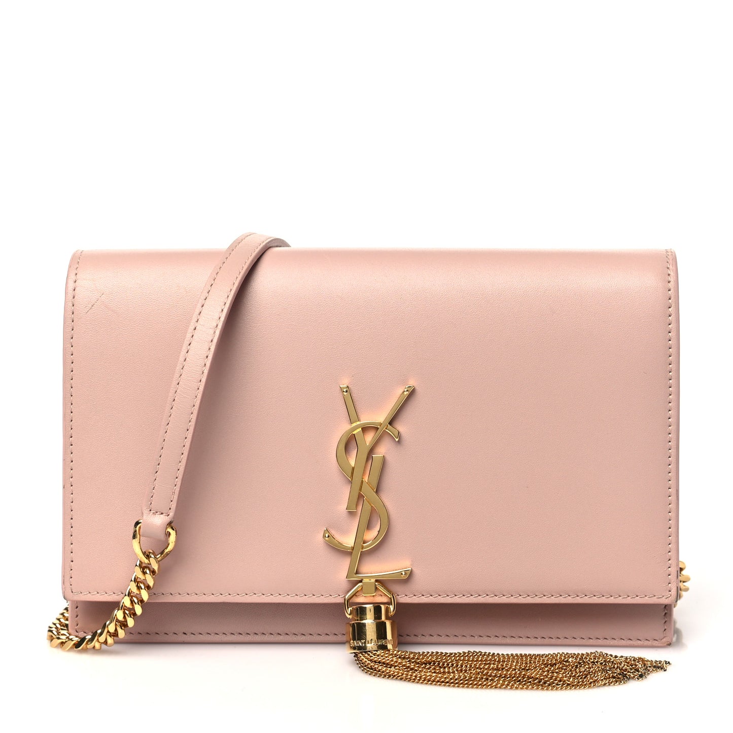 Smooth Calfskin Classic Monogram Kate Tassel Chain Wallet Pale Pink
