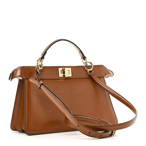 Vitello King Luxor Shiny Nappa Medium Peekaboo I SEE U East West Satchel Brandy Light Rose