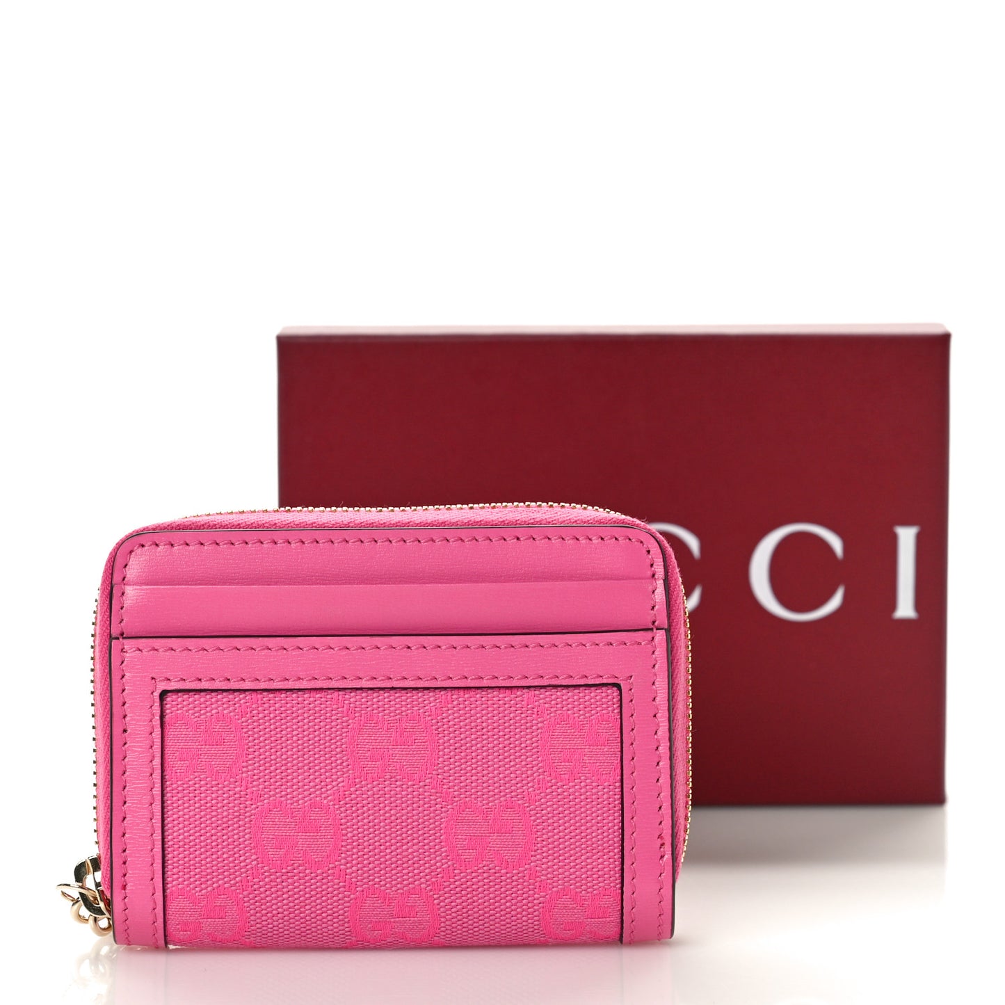 GG Monogram Scratch Lux Calfskin Luce Mini Card Case Wallet Blossom Rose Dark Blossom