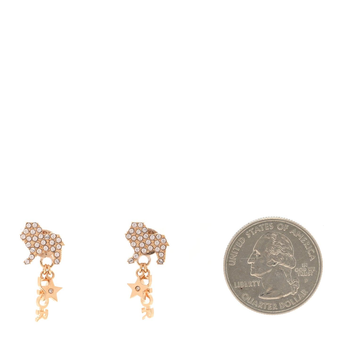 Crystal Diorable Lion Logo Earrings Gold