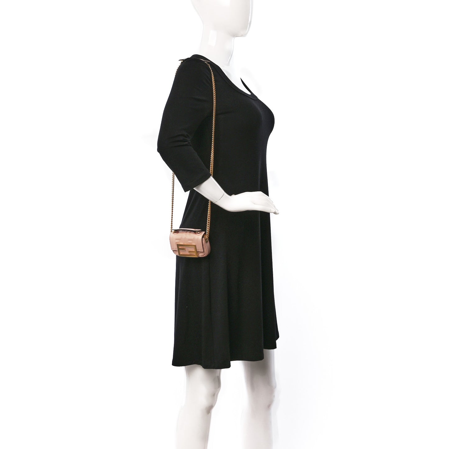 Nappa Matisse FF Embossed Nano Chain Baguette Rosa Bourbon