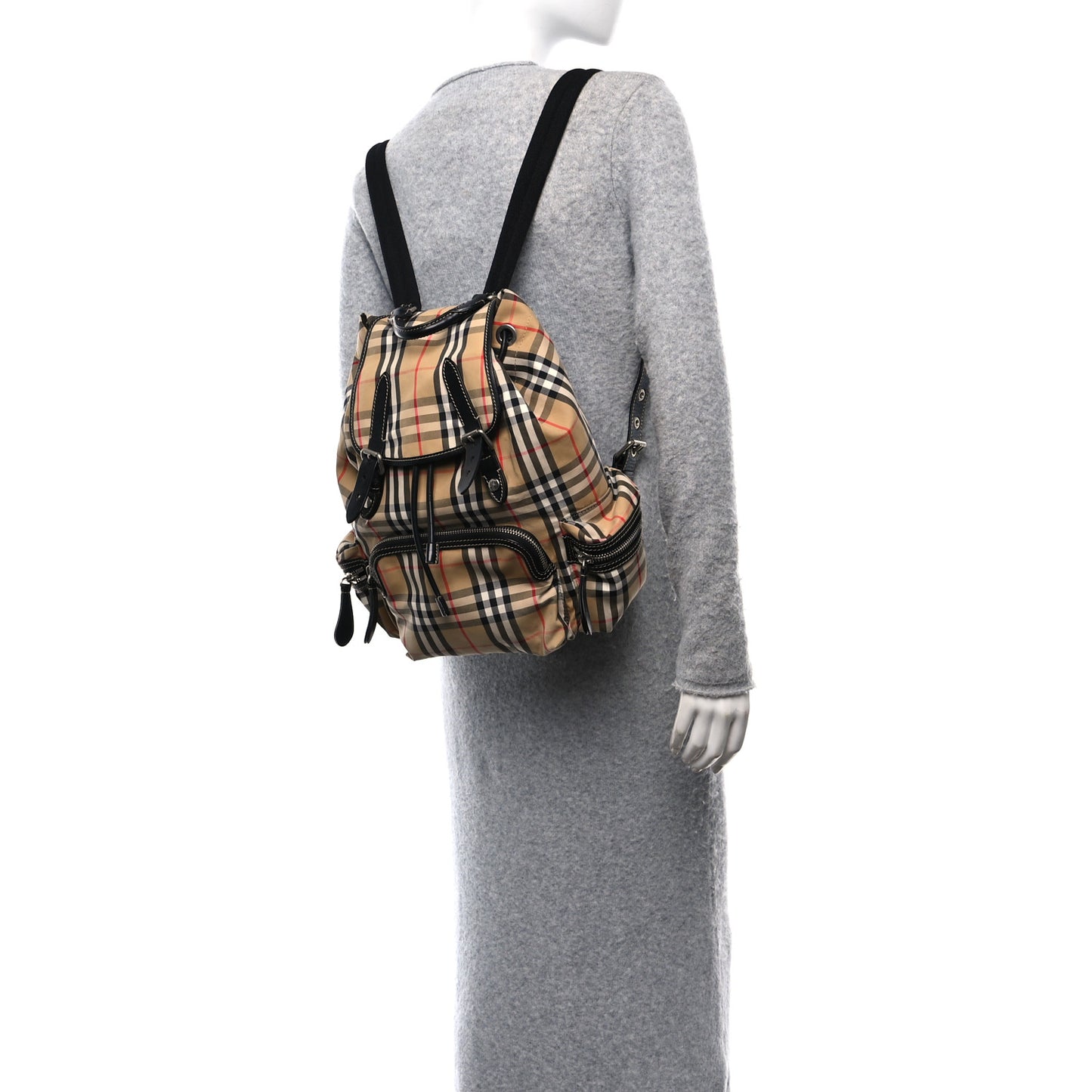 Nylon Vintage Check Medium Rucksack Backpack Antique Yellow