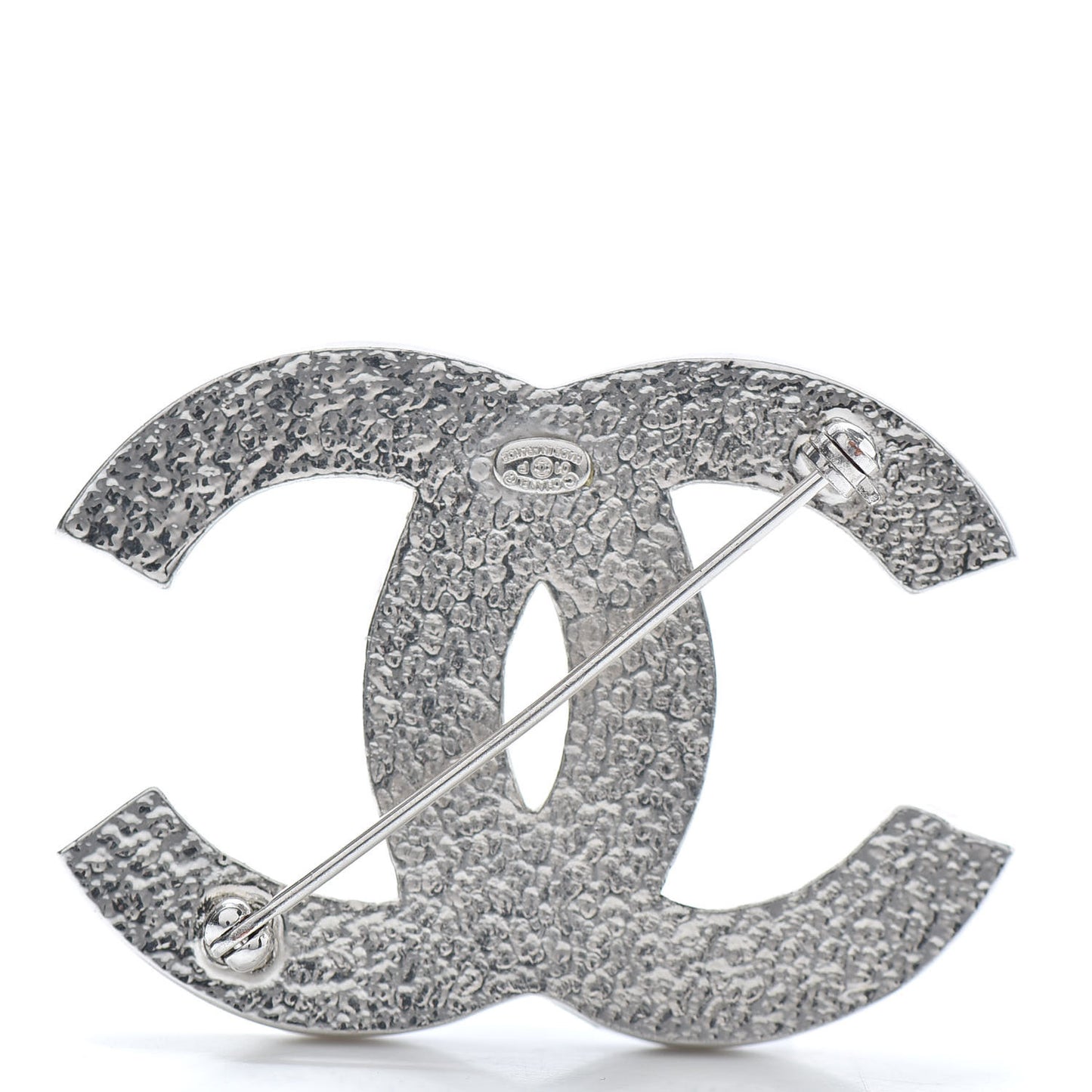 Baguette Crystal CC Brooch Silver