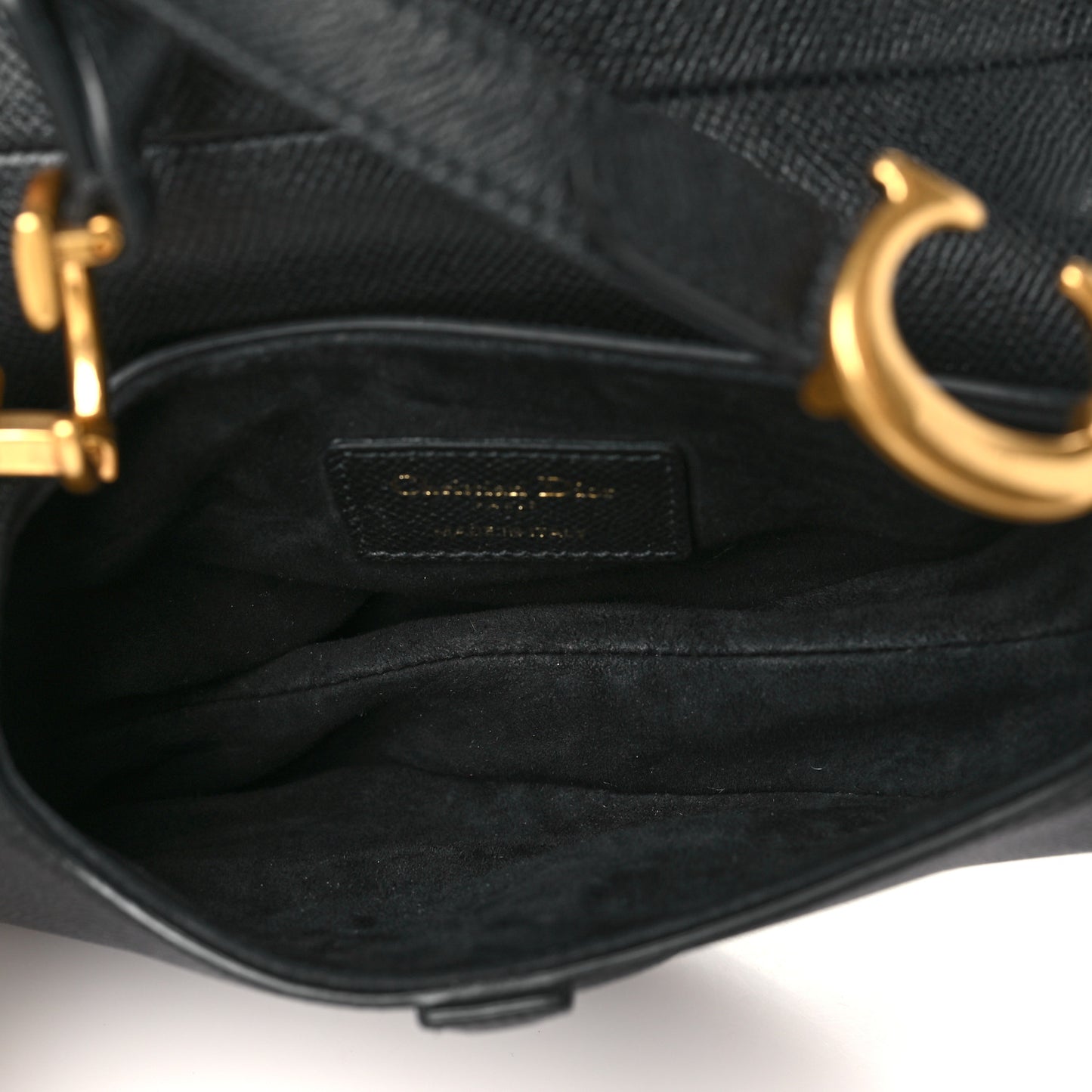 Grained Calfskin Mini Saddle Bag Black