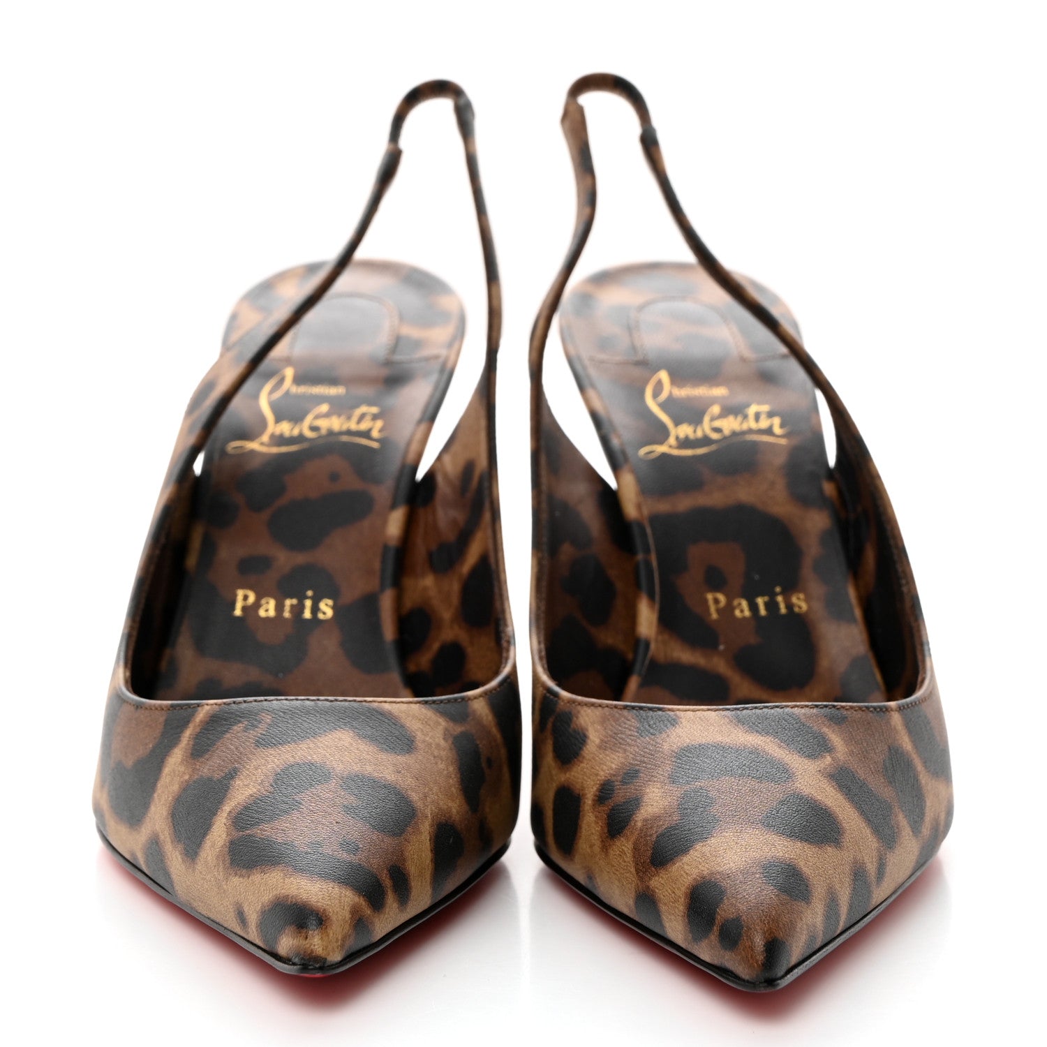Christian Louboutin Calfskin Leopard Kate Slingback 85 Pumps 37.5 Brown 2 of 8