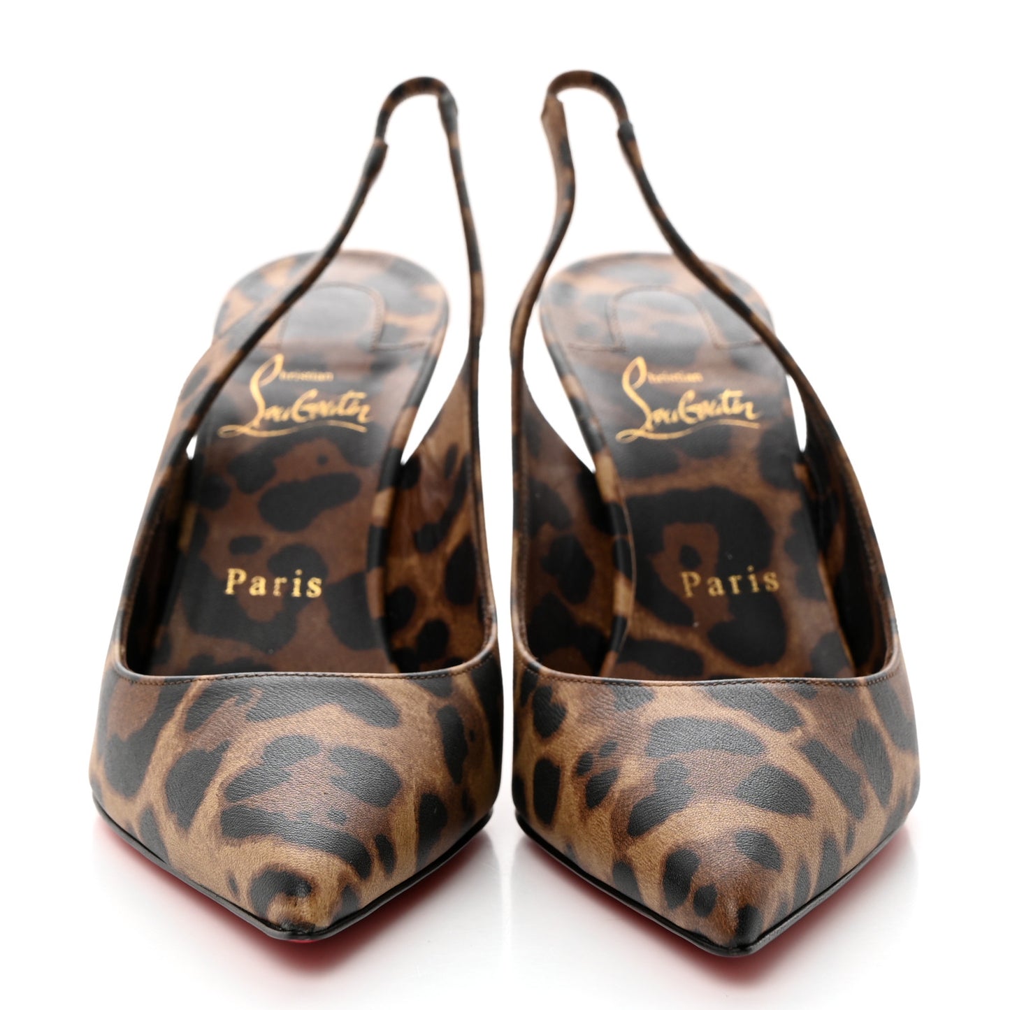 Calfskin Leopard Kate Slingback 85 Pumps 37.5 Brown