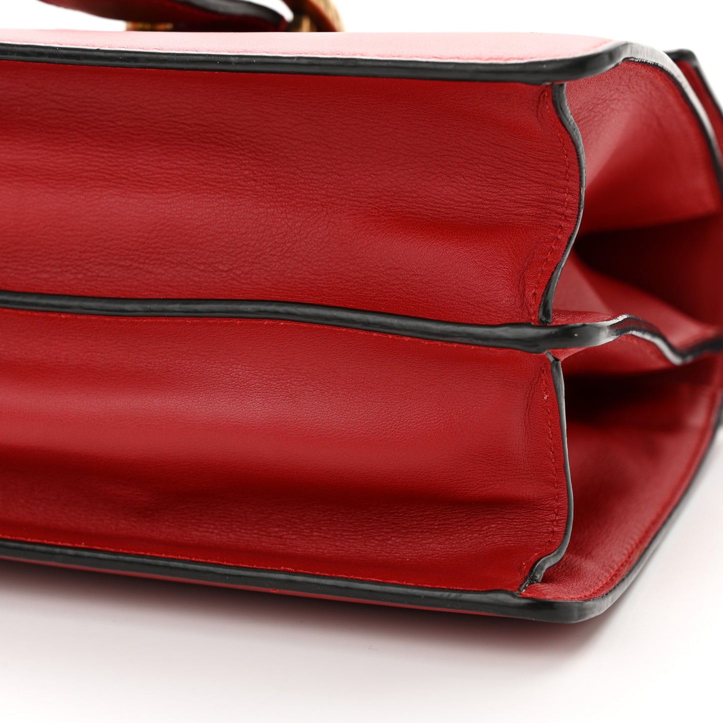Moon Calfskin Web Medium Dionysus Bamboo Top Handle Bag Hibiscus Red